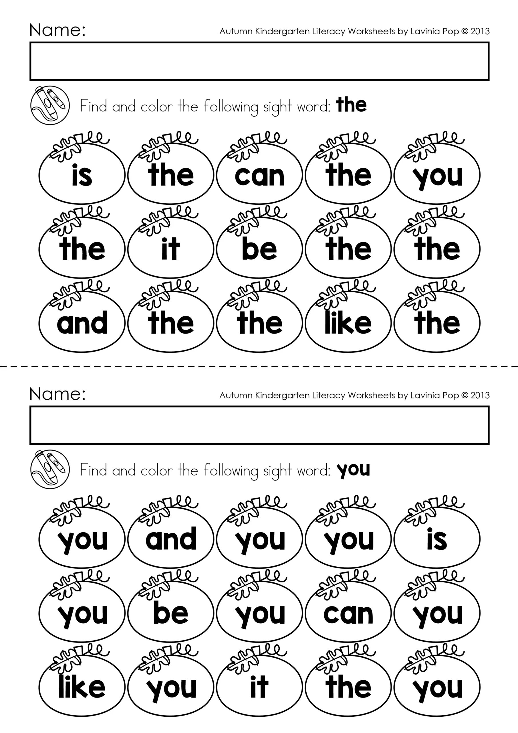 Pumpkin Sight Word Match Activity Pumpkin Sight Word Match Activity