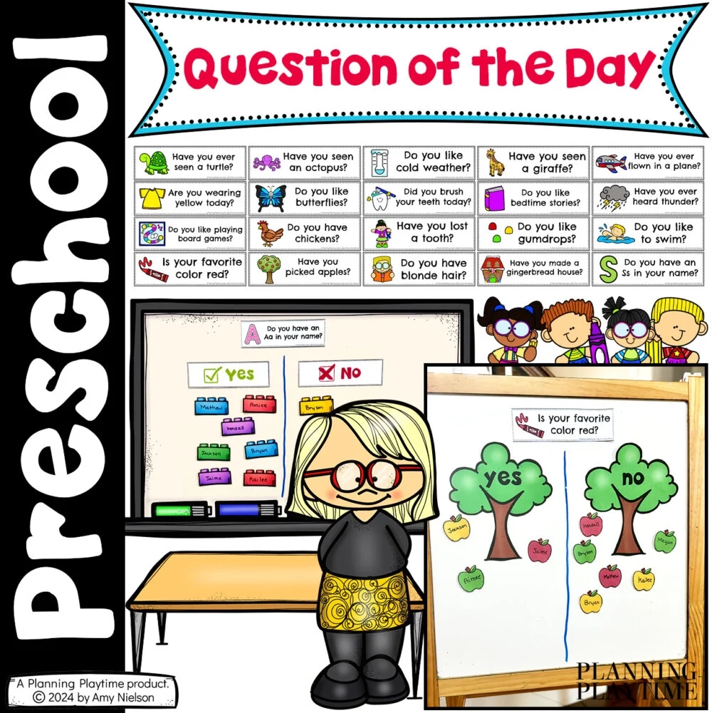 Question Of The Day Cards For Preschool Prek Kindergarten Planning Playtime