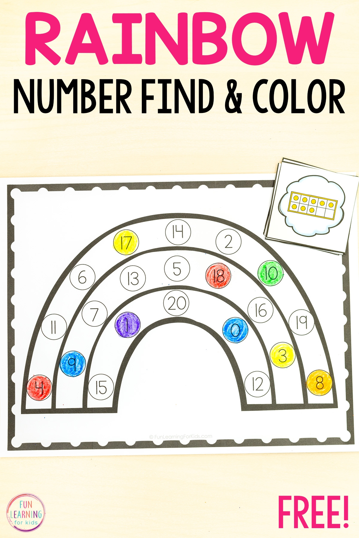 Rainbow Find And Color The Number Worksheets