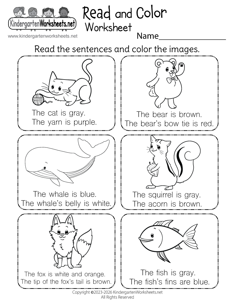 Read And Color Worksheet Free Printable PDF