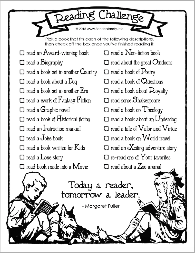 Reading Challenge For All Ages Free Printable Flanders Family Home Life Reading Challenge For All Ages Free Printable Flanders Family Home Life