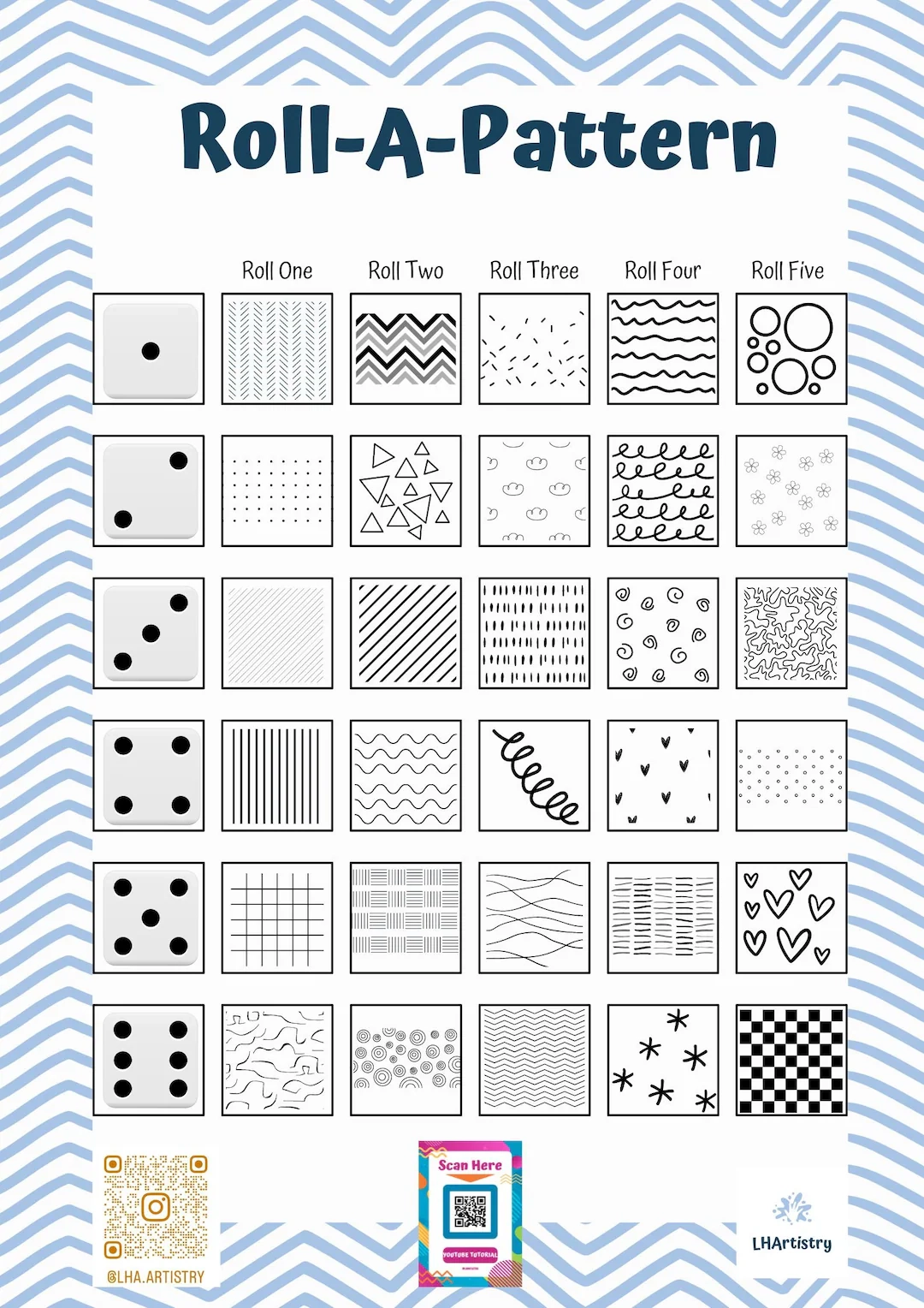 Roll a pattern Art Worksheet Etsy
