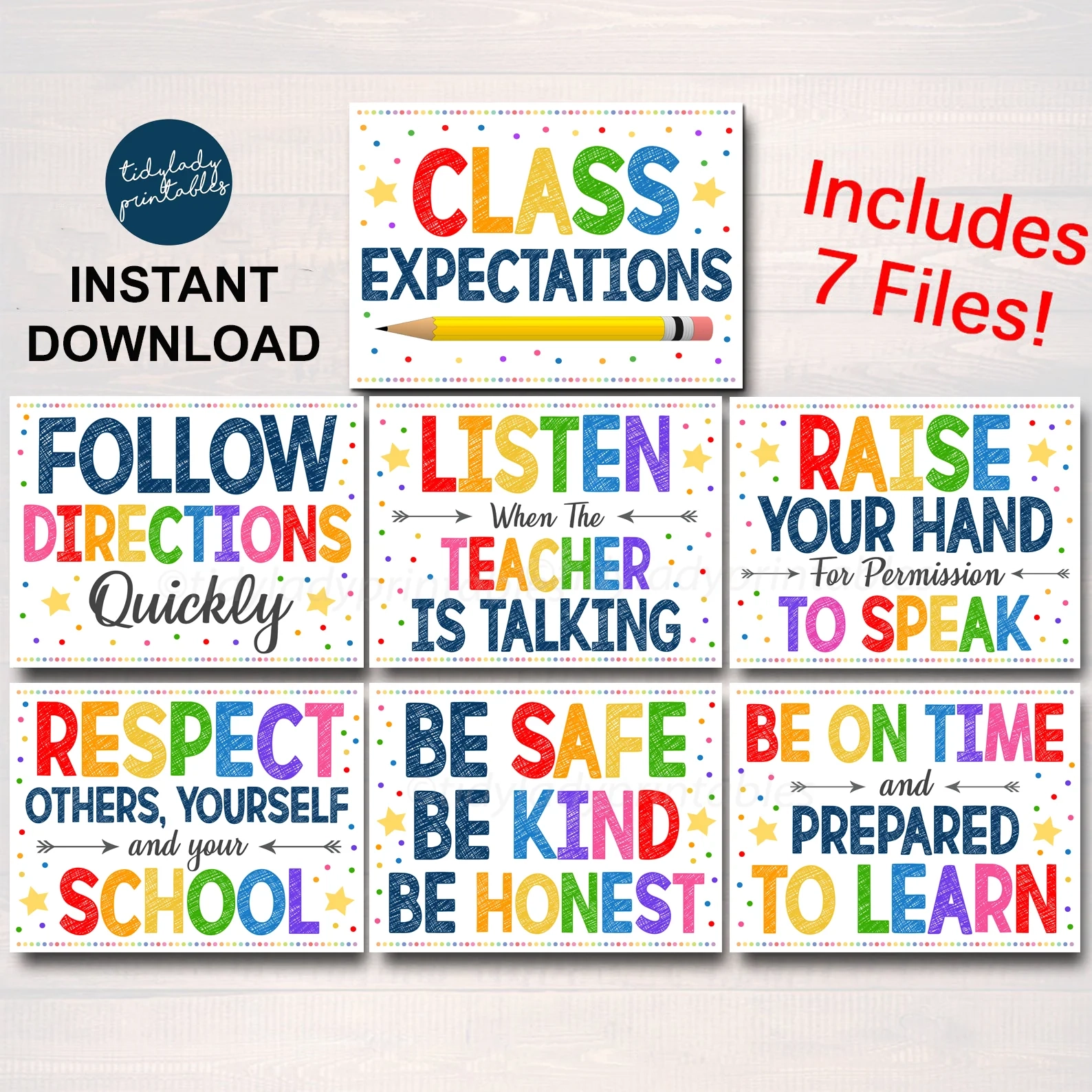 School Classroom Rules Poster Set TidyLady Printables School Classroom Rules Poster Set TidyLady Printables