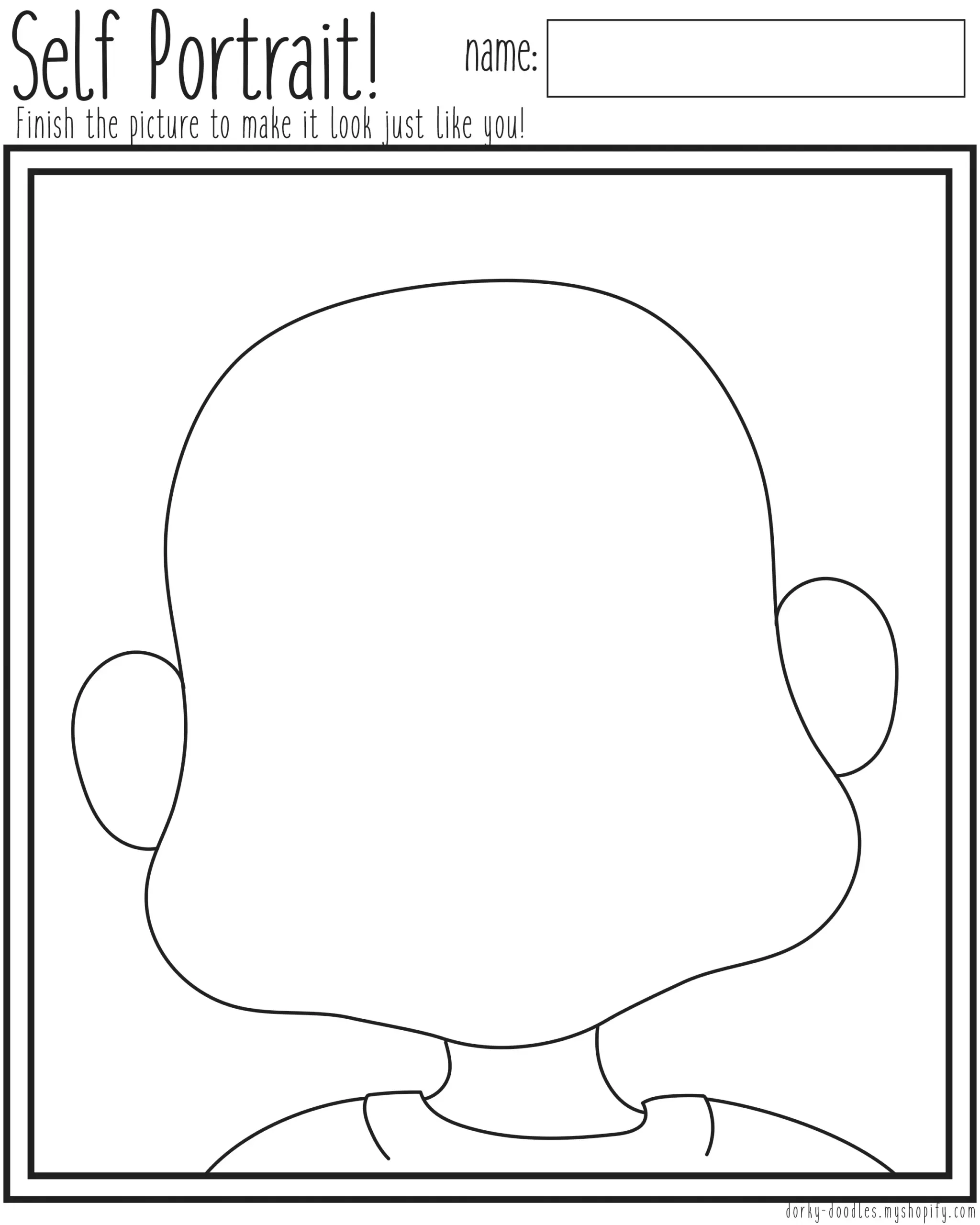 Self Portrait Printable Worksheet Dorky Doodles