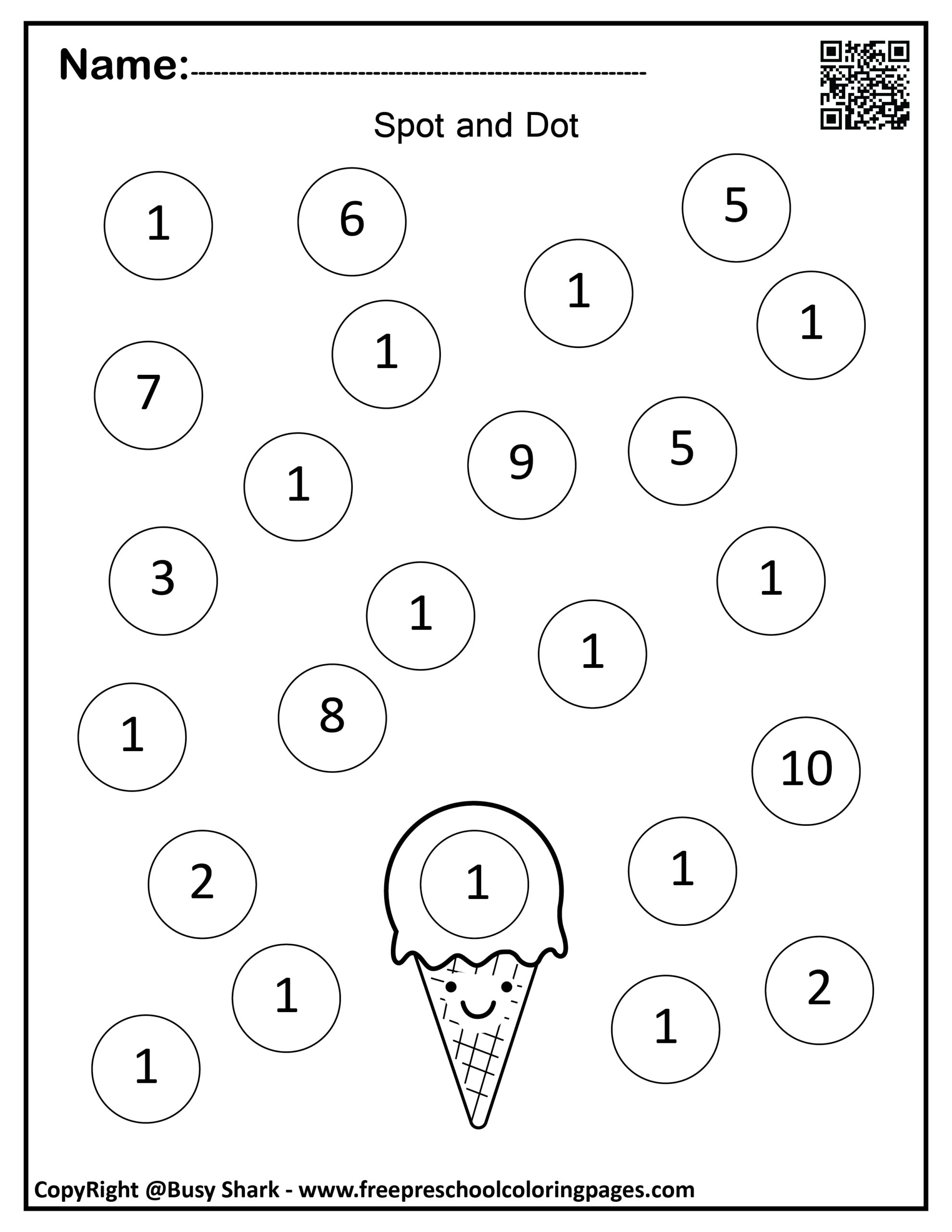 Set Of Ice Cream Dot Markers Summer Counting Activity
