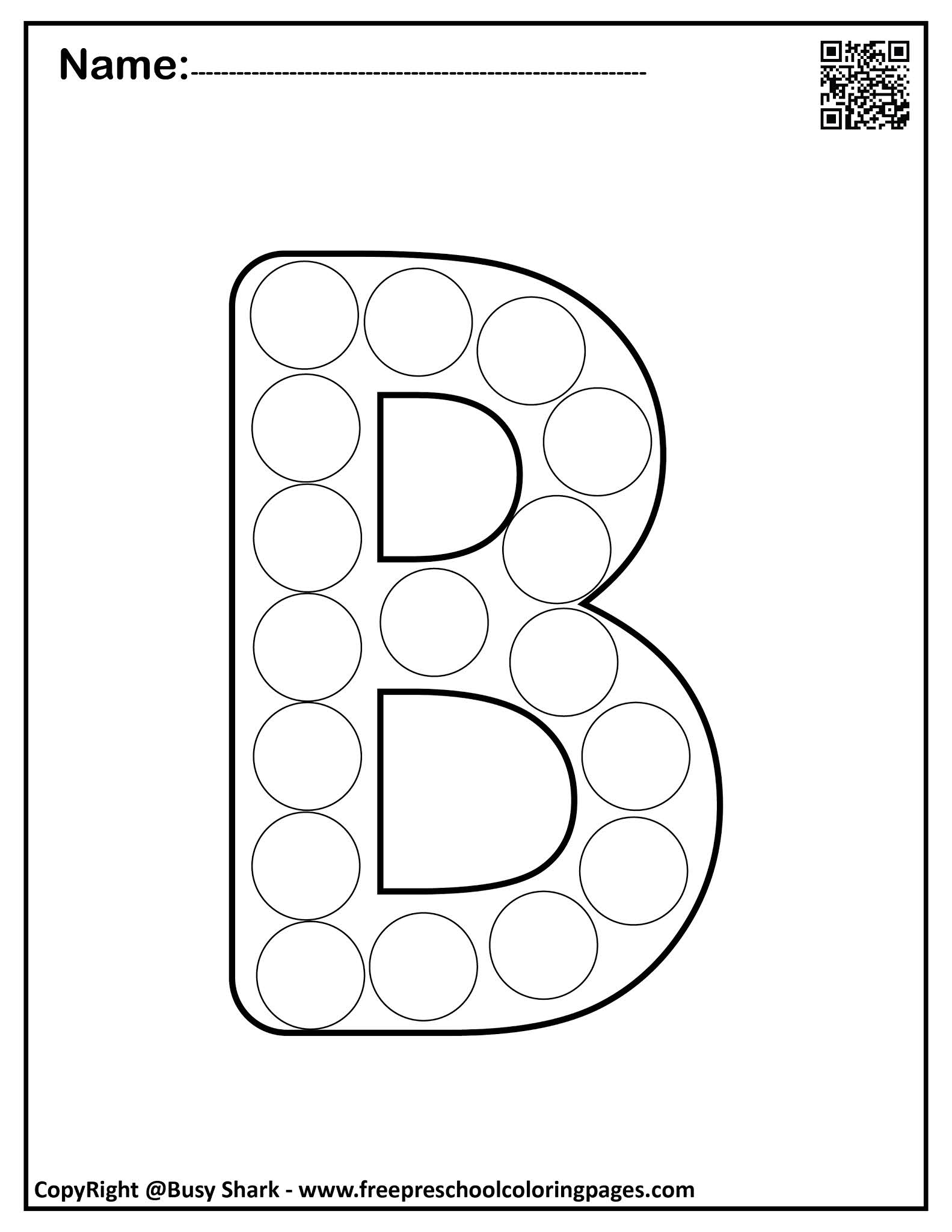 Set Of Letter B Dot Markers Coloring Pages