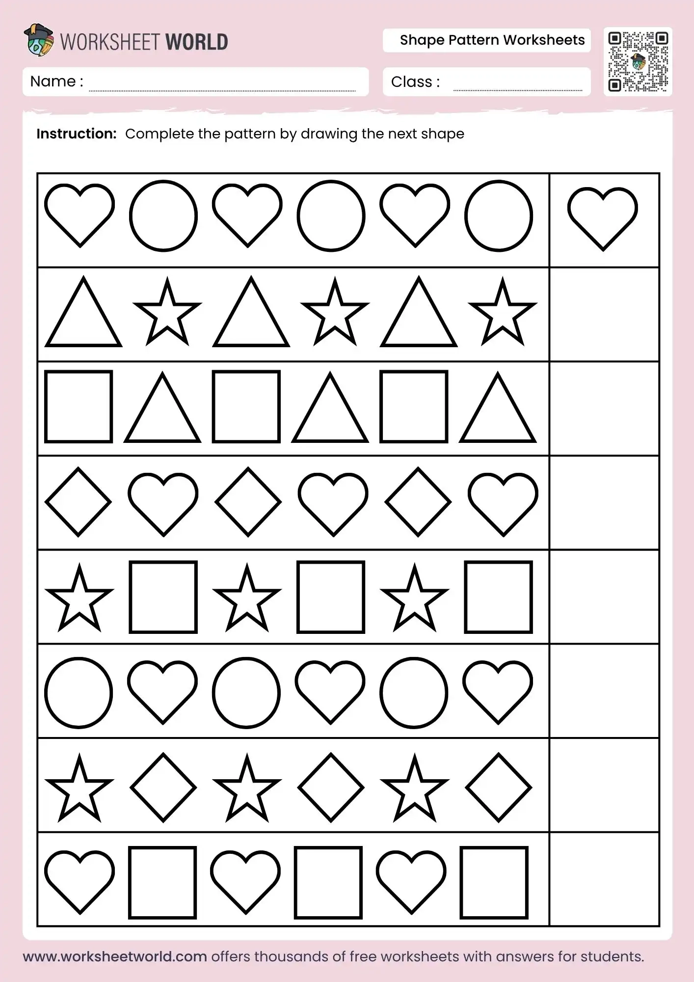 Shape Pattern Worksheets Free Printable PDF Worksheet World