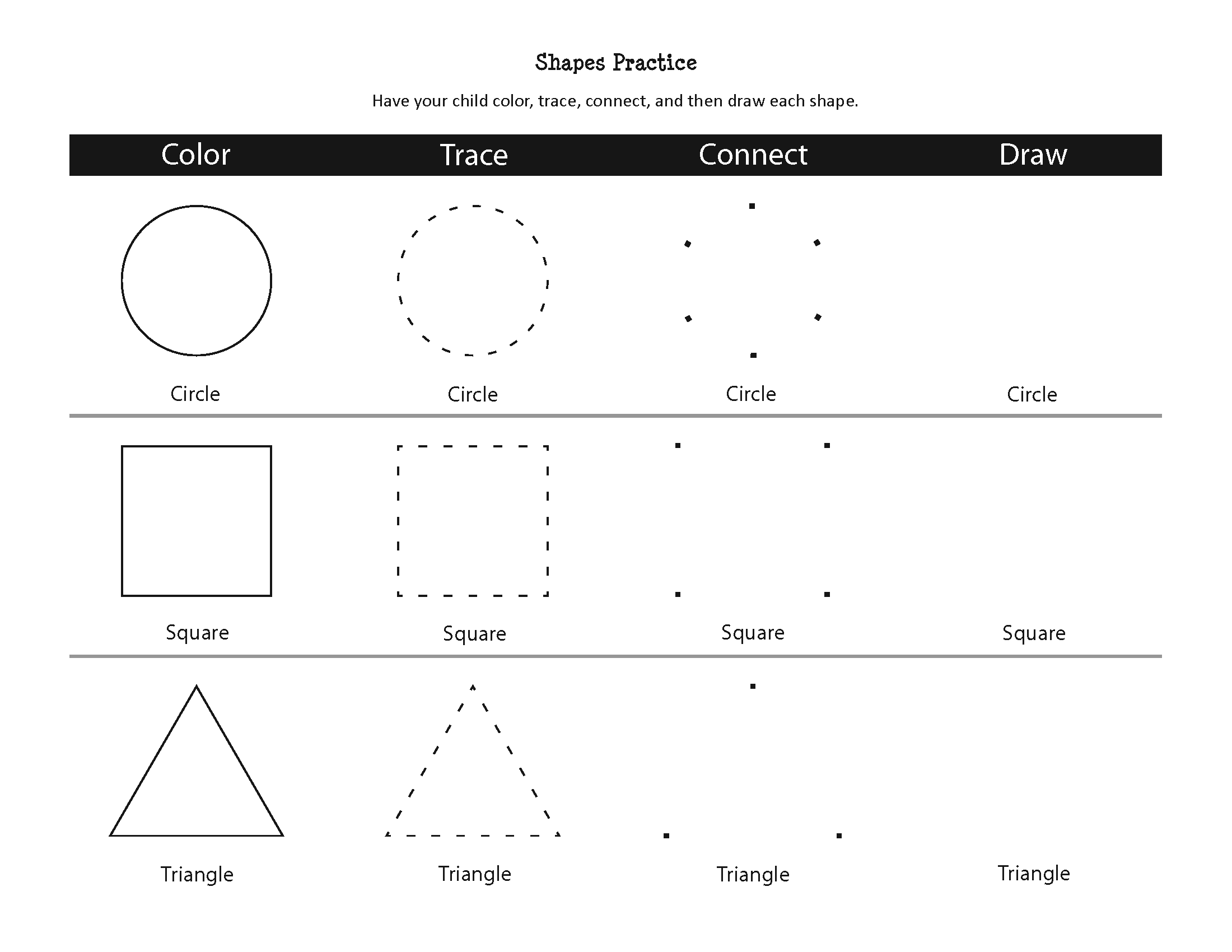 Shapes Practice Worksheets Gift Of Curiosity