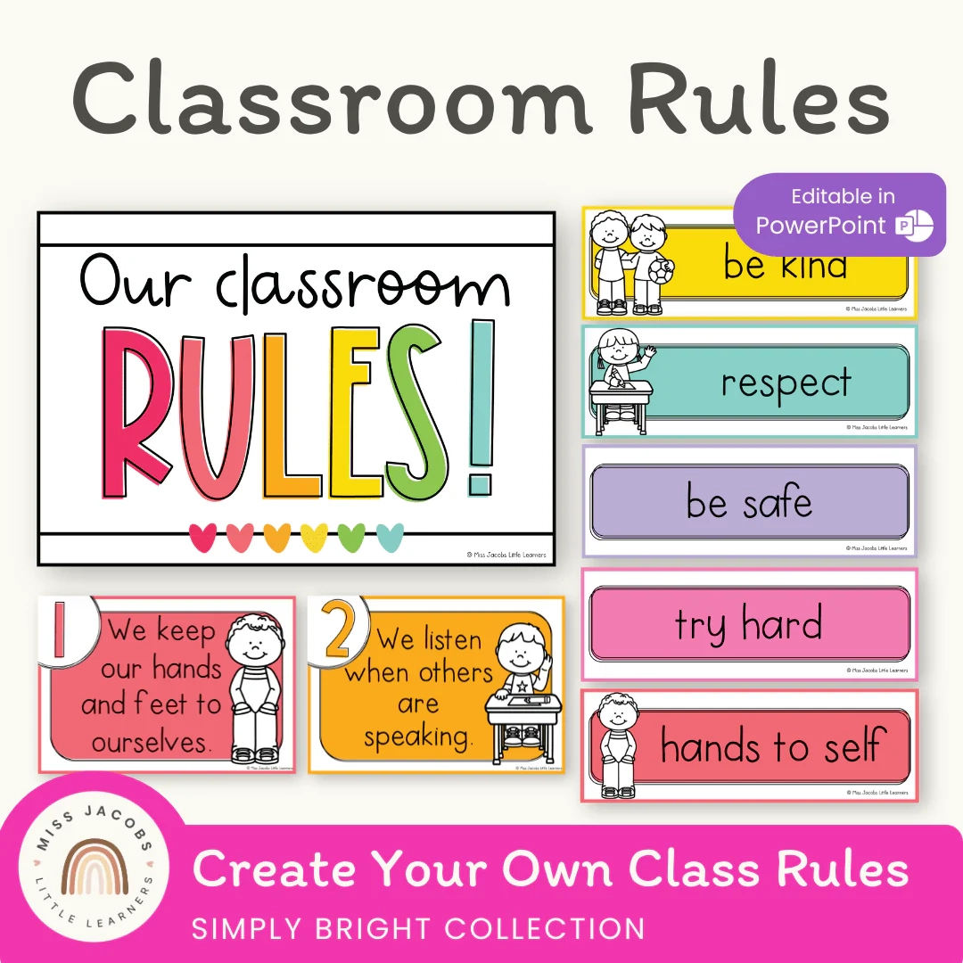 Simple Brights Classroom Rules Posters Miss Jacobs Little Learners