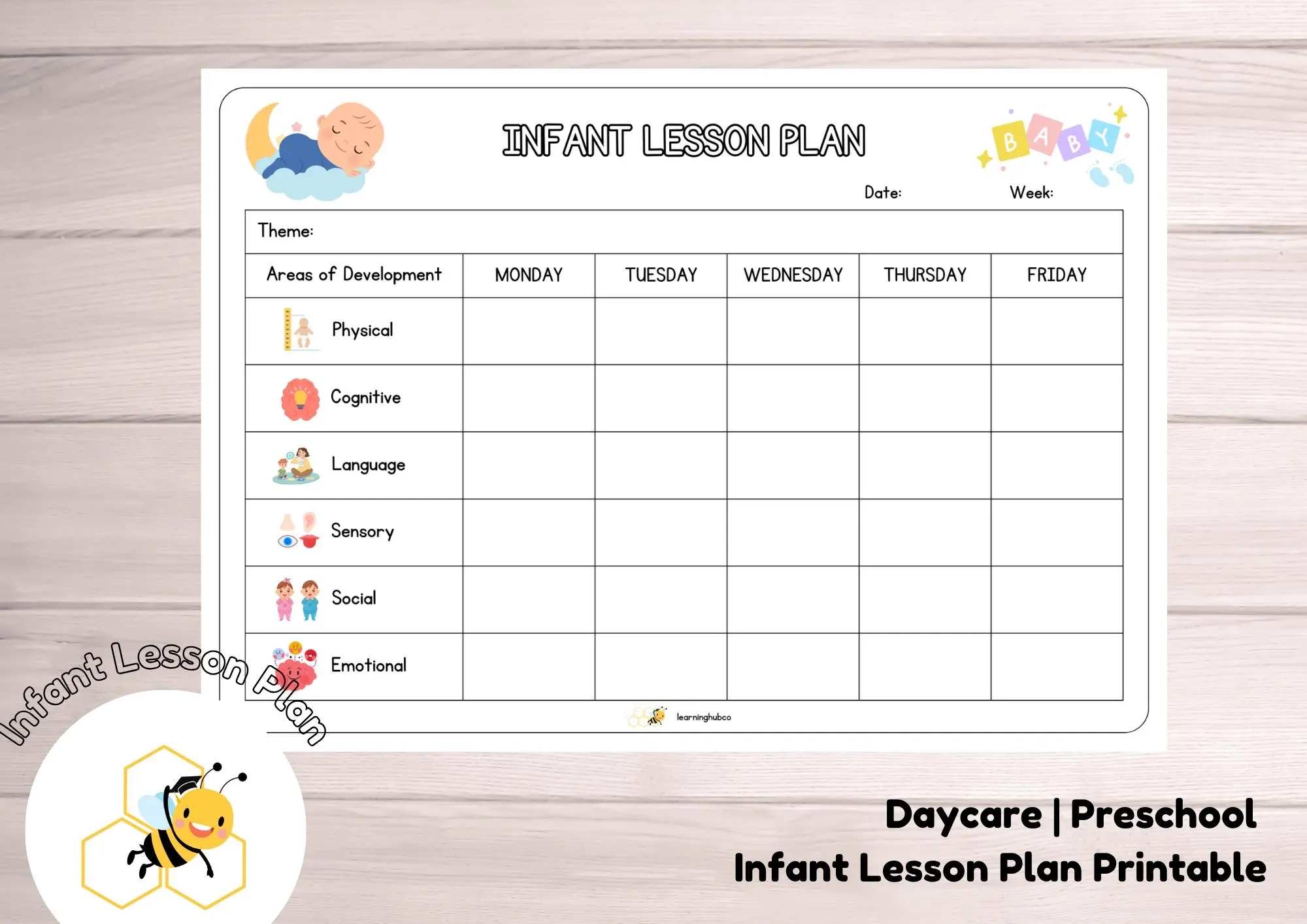 Simple Weekly Lesson Plan Template infant Daycare Montessori Baby Lesson Planner Learning Through Play Digital Download PDF File Printable Etsy