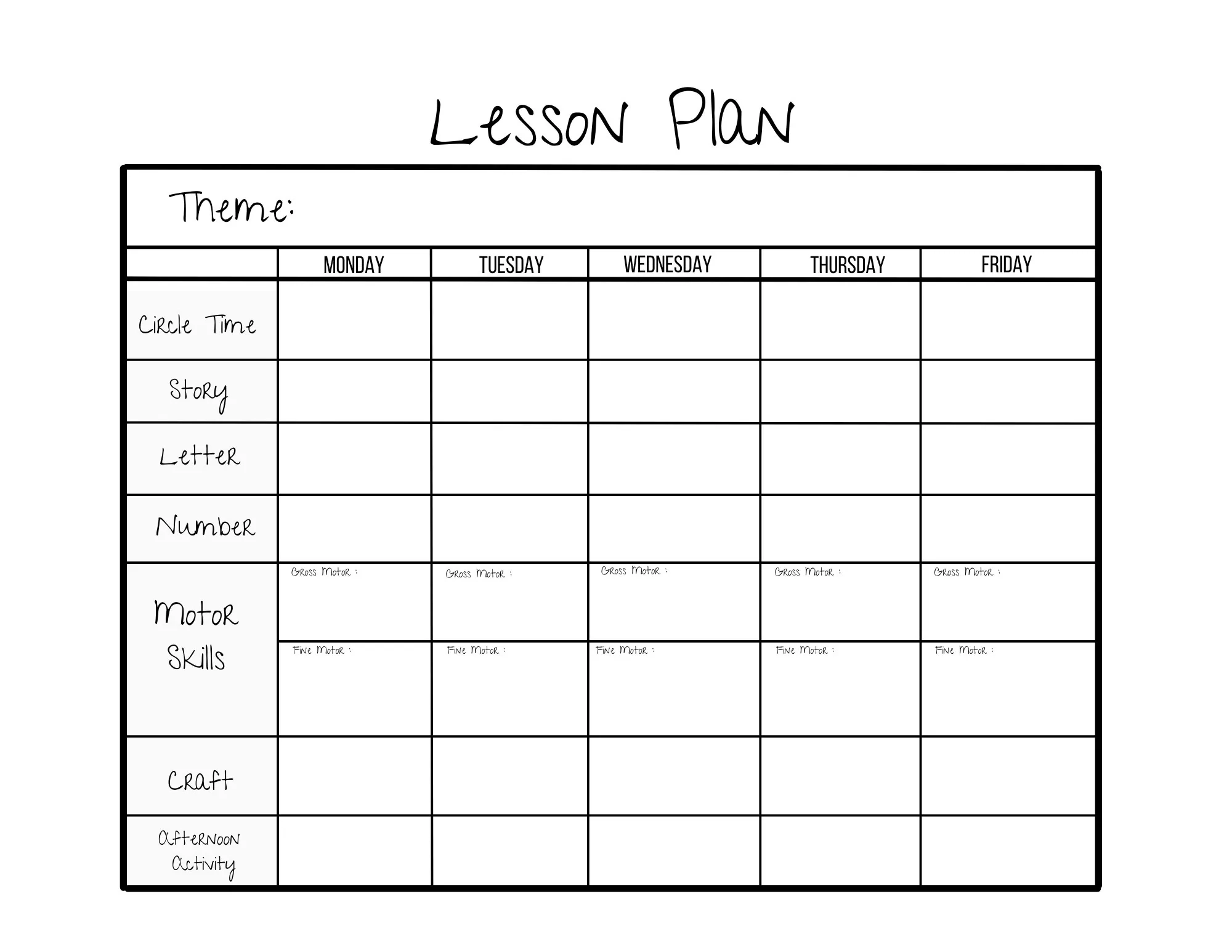 Simple Weekly Lesson Plan Template preschool prek Kindergarten daycare Homeschool instant Download pdf printable Etsy Norway