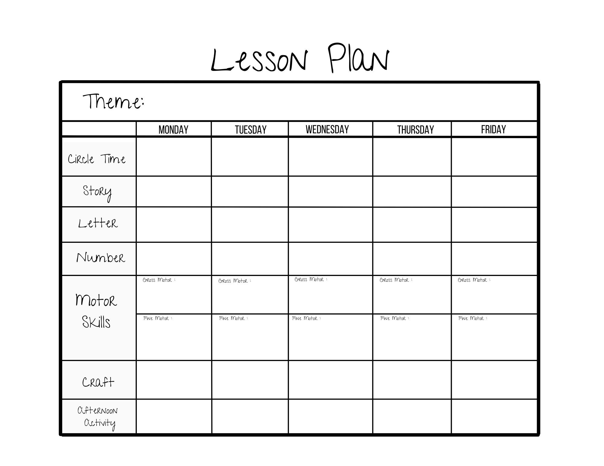 Simple Weekly Lesson Plan Template preschool prek Kindergarten Worksheets Library Simple Weekly Lesson Plan Template preschool prek Kindergarten Worksheets Library