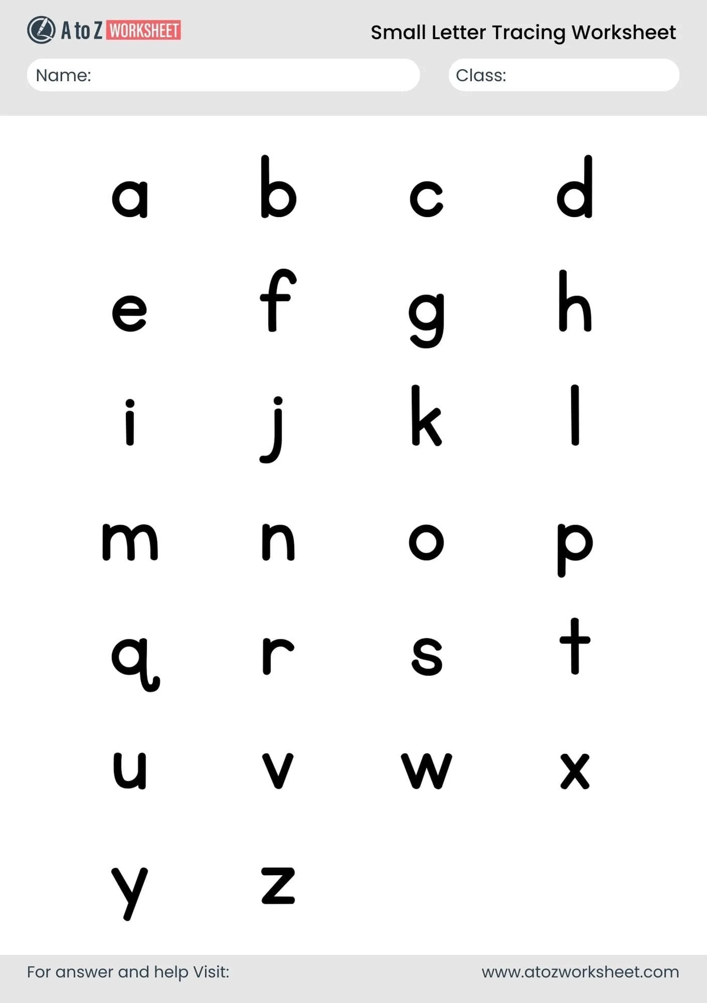 Small Letters A To Z Worksheets And Free PDF A To Z Worksheet Small Letters A To Z Worksheets And Free PDF A To Z Worksheet