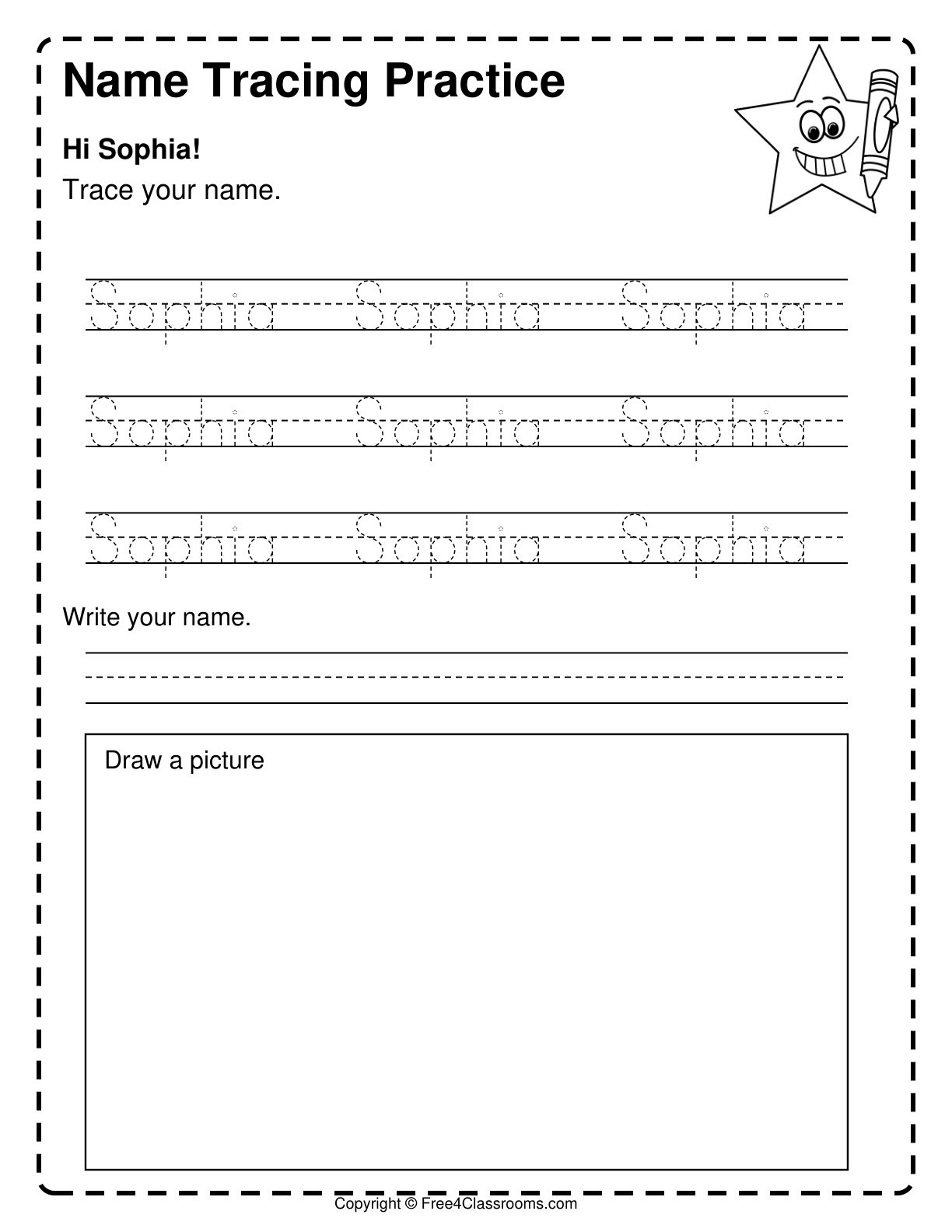 Sophia Handwriting Practice Worksheet Free 