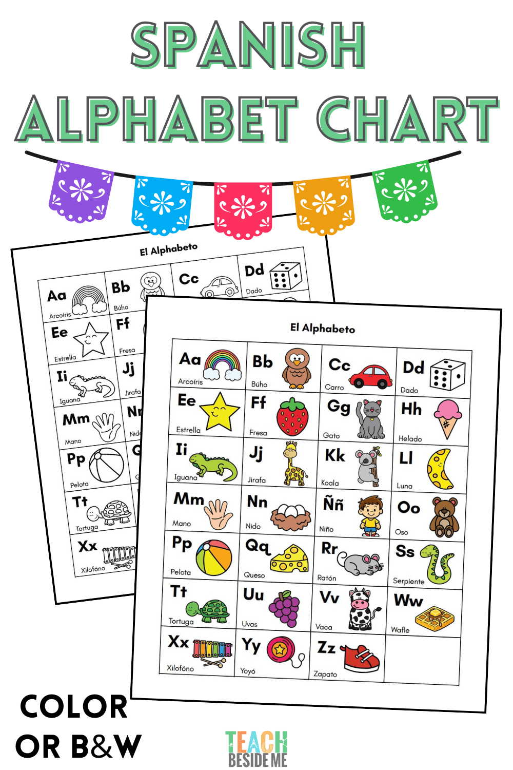Spanish Alphabet Chart For Kids Free Printable Teach Beside Me