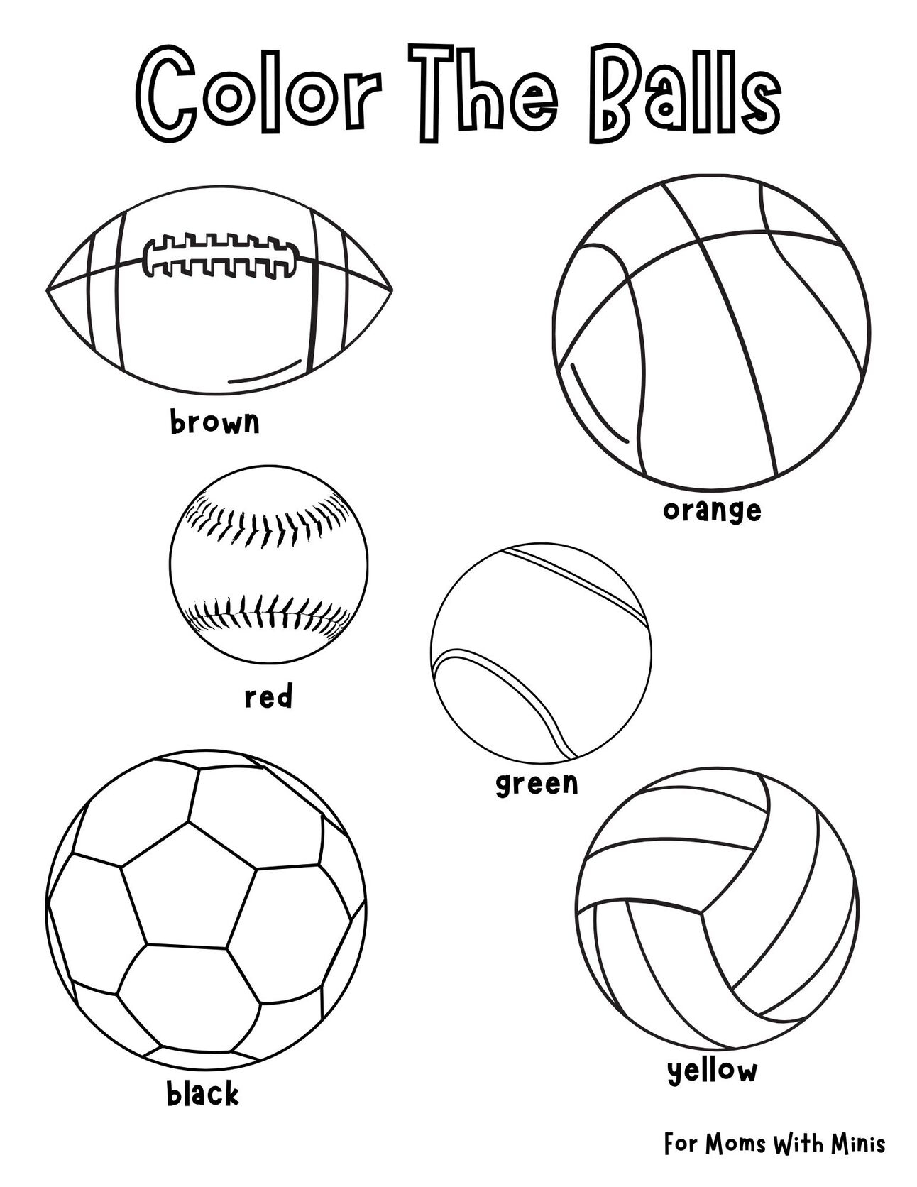  Sports Balls Color Recognition Worksheet For Kids 