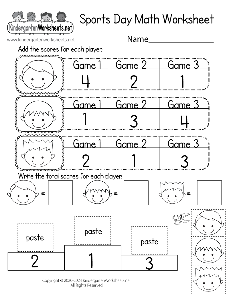 Sports Day Math Worksheet Free Printable PDF