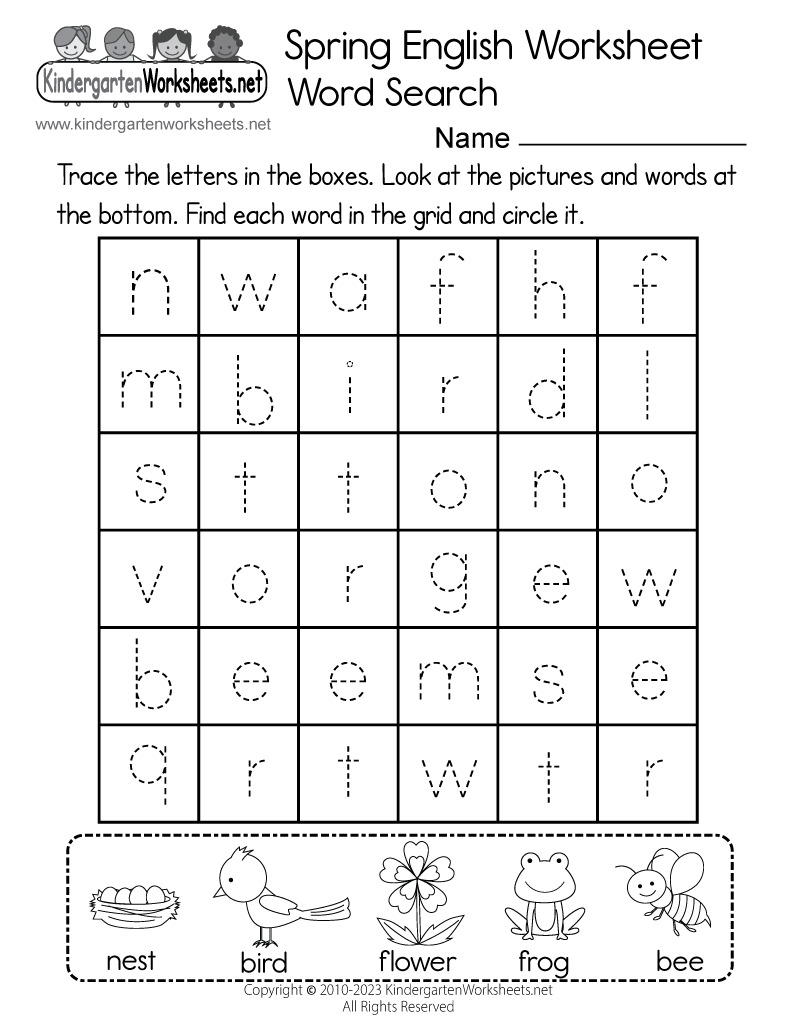 Spring English Worksheet Free Printable PDF