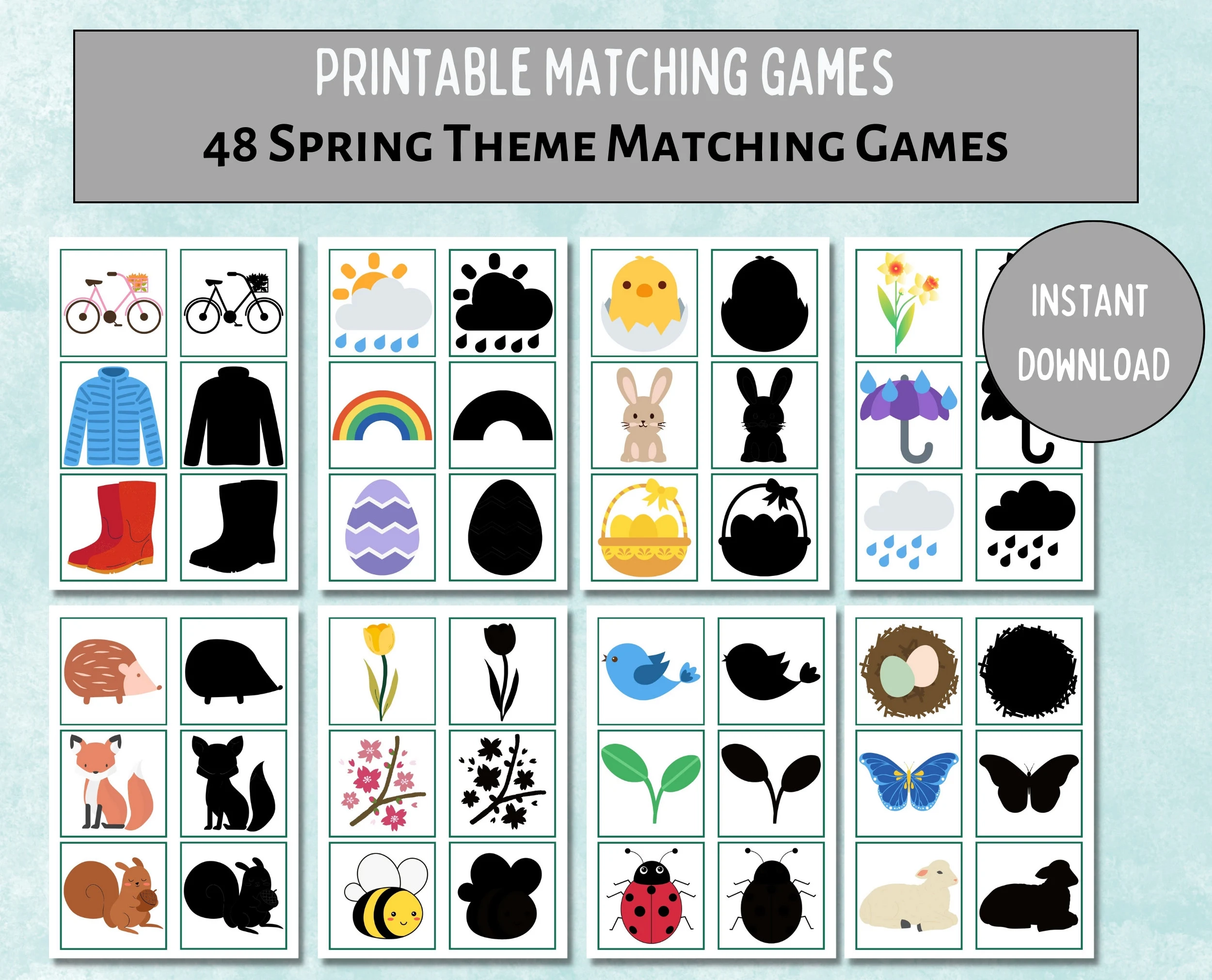 Spring Shadow Matching Game Preschool Printable PDF Etsy Spring Shadow Matching Game Preschool Printable PDF Etsy
