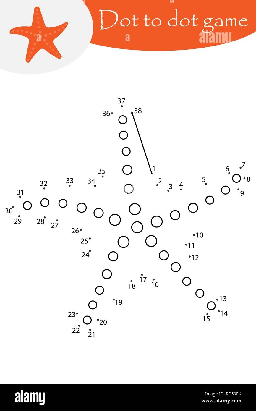 Starfish In Cartoon Style Dot To Dot Game Coloring Page Education Numbers Game For The Development Of Children Kids Preschool Activity Printable Stock Vector Image Art Alamy