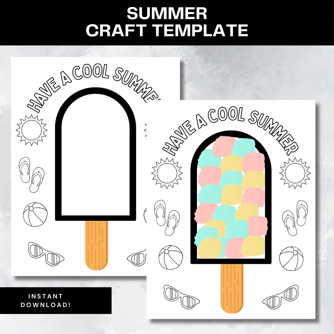 Summer Craft Template Stay Cool Ice Cream Popsicle Craft Hello Summer Activity Toddler Printables Easy Torn Paper Craft Preschool Worksheets Etsy Summer Craft Template Stay Cool Ice Cream Popsicle Craft Hello Summer Activity Toddler Printables Easy Torn Paper Craft Preschool Worksheets Etsy