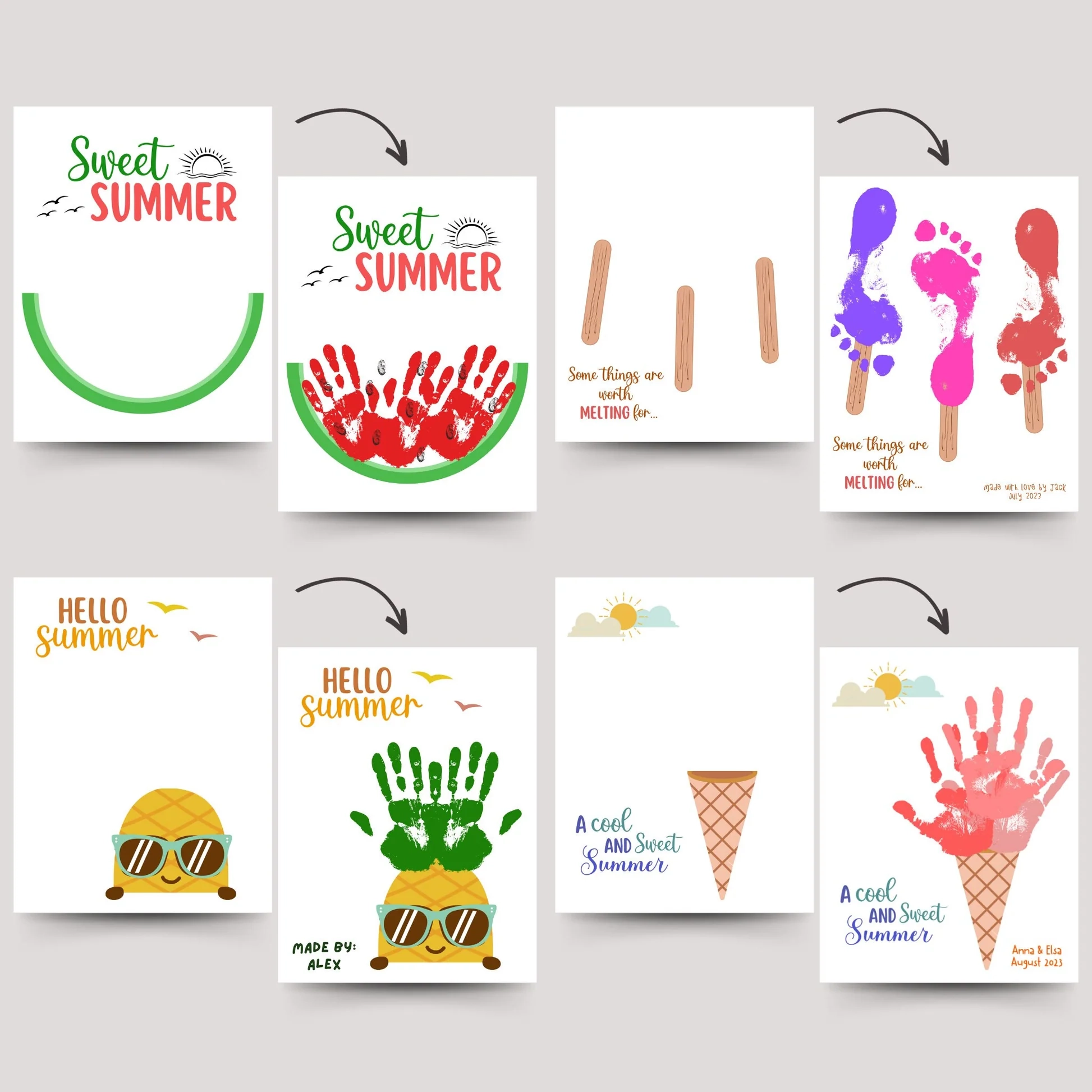 Summer Handprint Craft Printable Footprint Art For Kids Scribbled LLC Summer Handprint Craft Printable Footprint Art For Kids Scribbled LLC