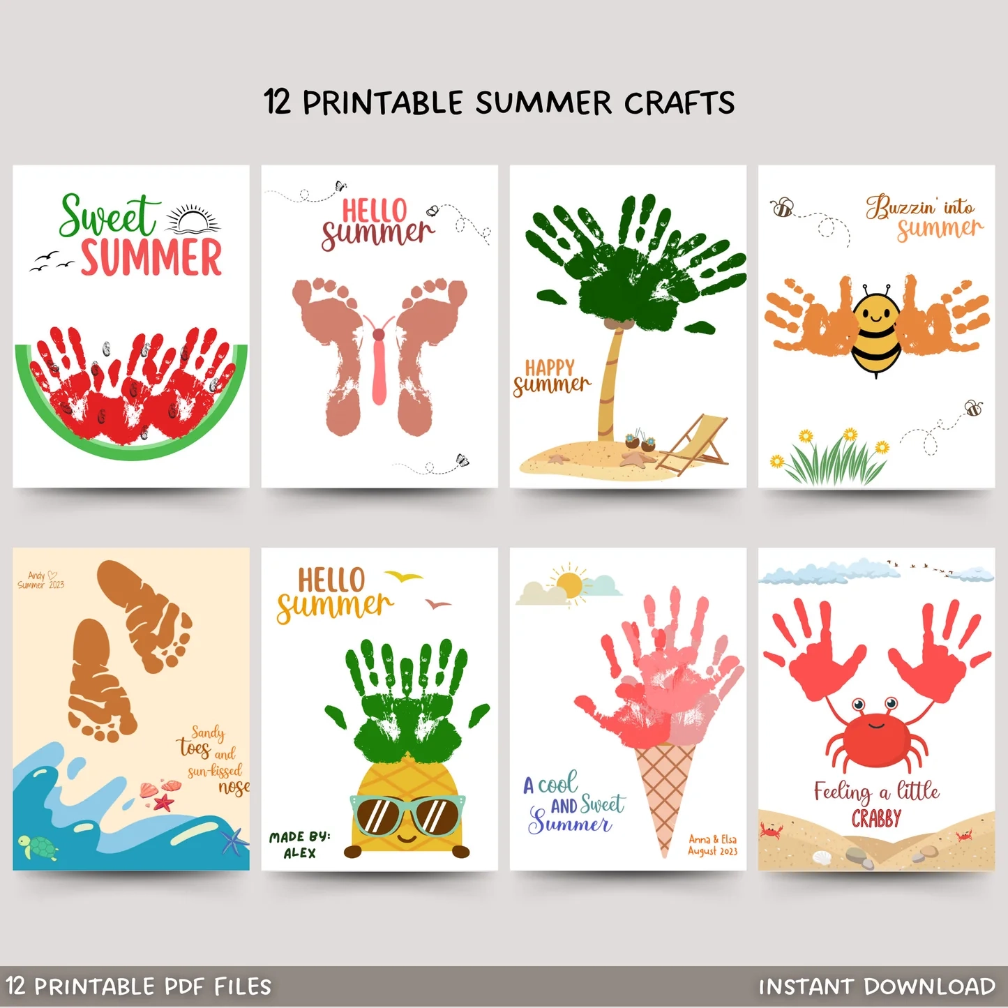 Summer Handprint Craft Printable Footprint Art For Kids Scribbled LLC Summer Handprint Craft Printable Footprint Art For Kids Scribbled LLC