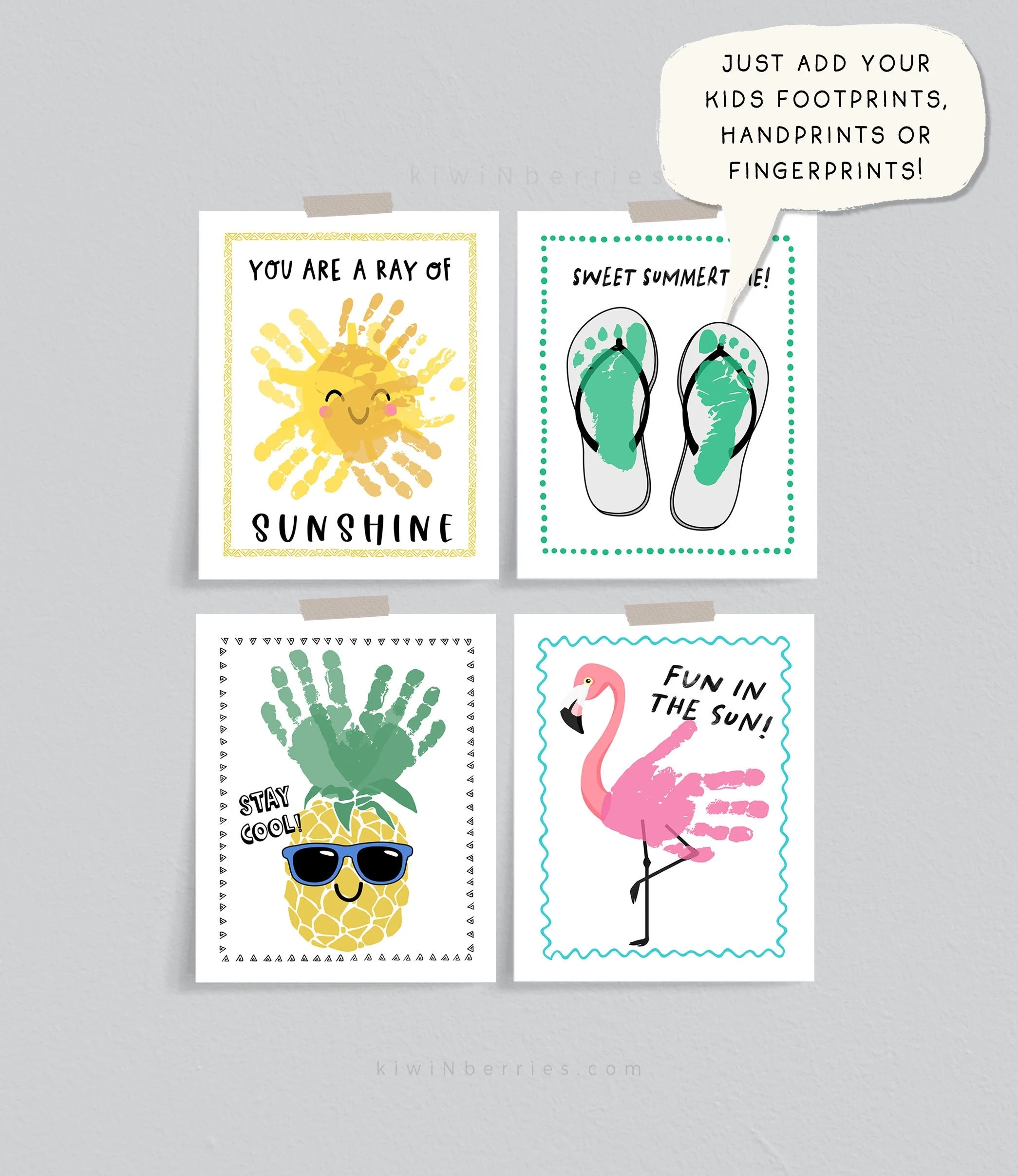 Summer Handprint Crafts Kids Printable Activities set Of 4 Etsy