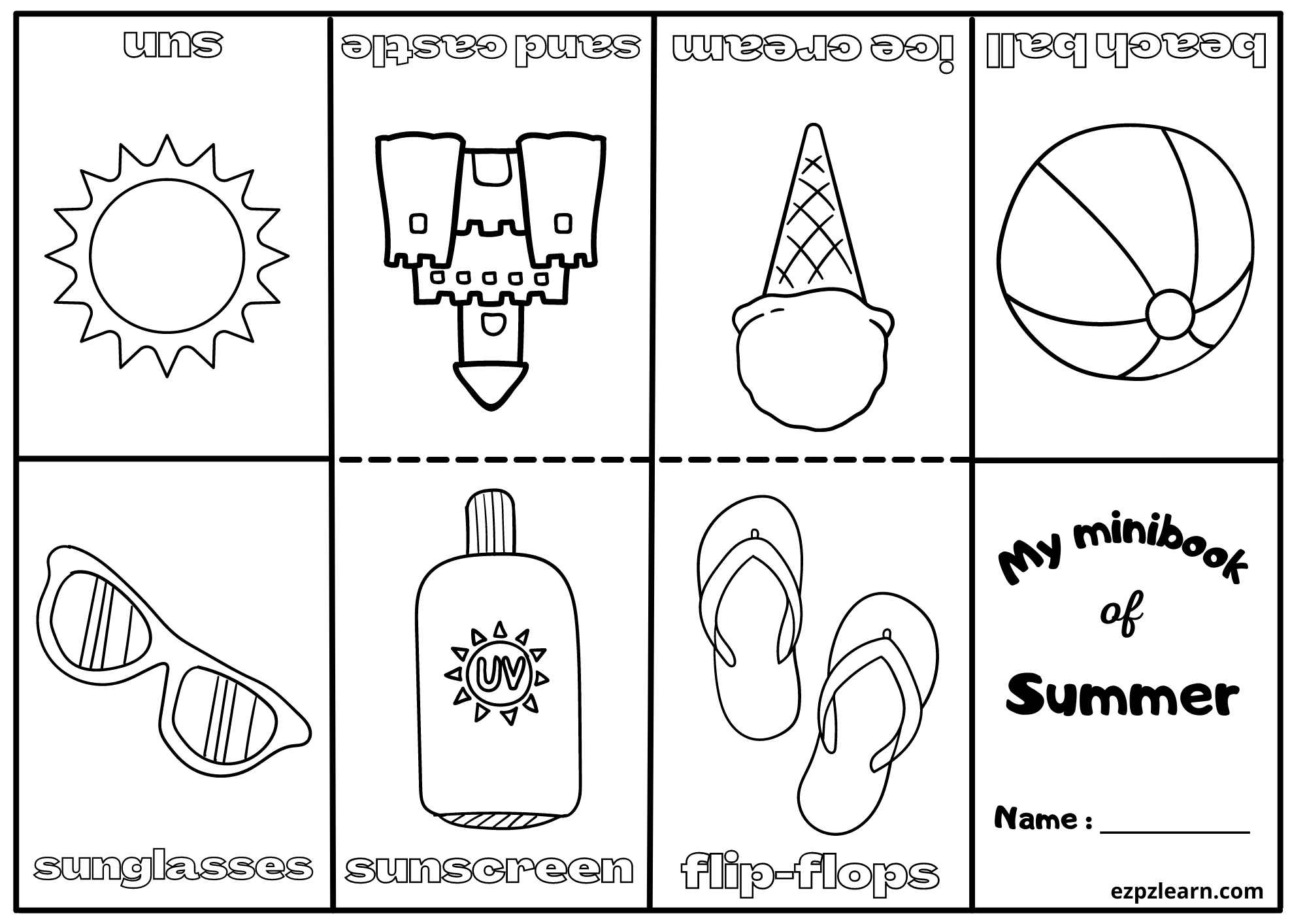 Summer Mini Coloring Book 1 Free PDF Download Ezpzlearn