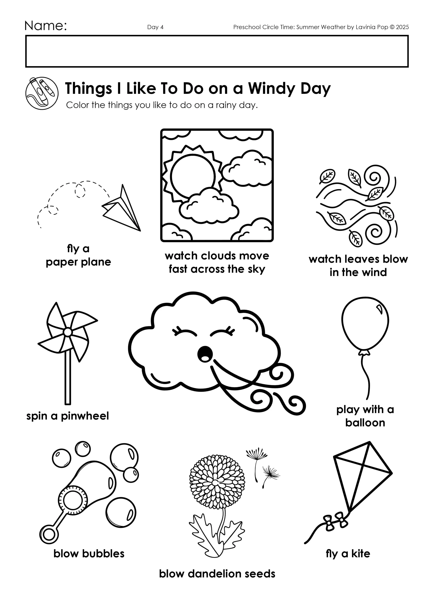 Summer Weather Preschool Circle Time Plan