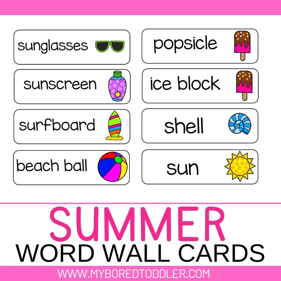 Summer Word Wall Printable My Bored Toddler