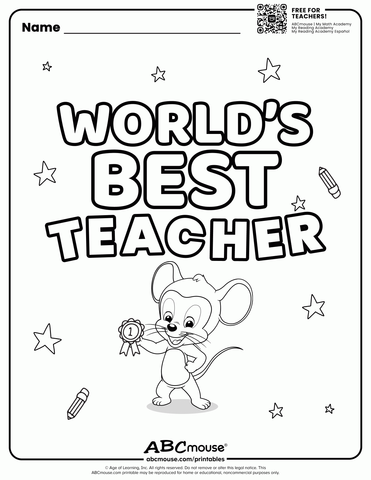 Teacher Appreciation 2026 Free Printables ABCmouse