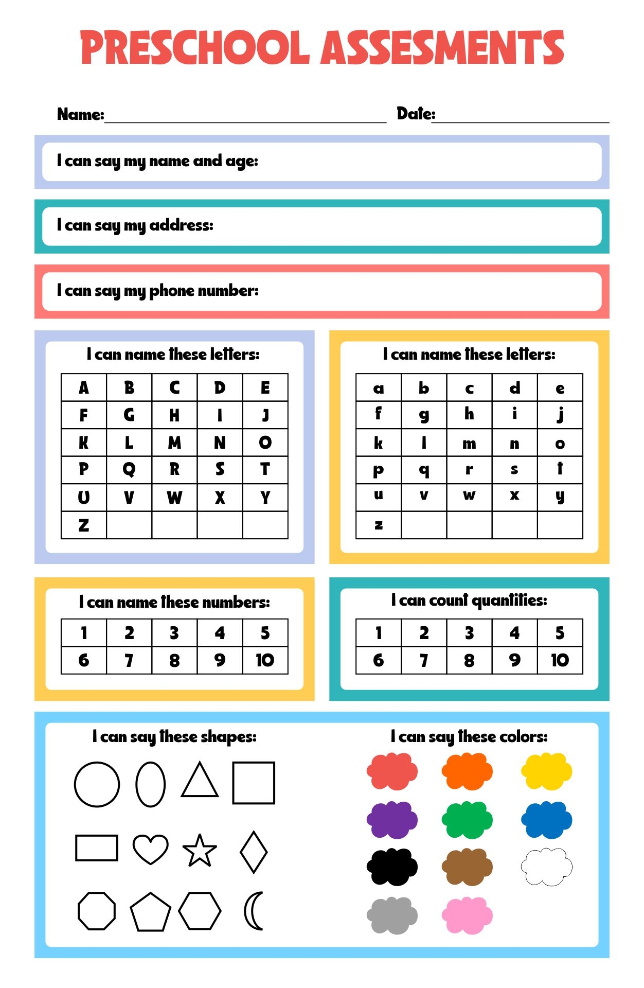 Templates Preschool Assessment 12 Free PDF Printables Printablee Templates Preschool Assessment 12 Free PDF Printables Printablee
