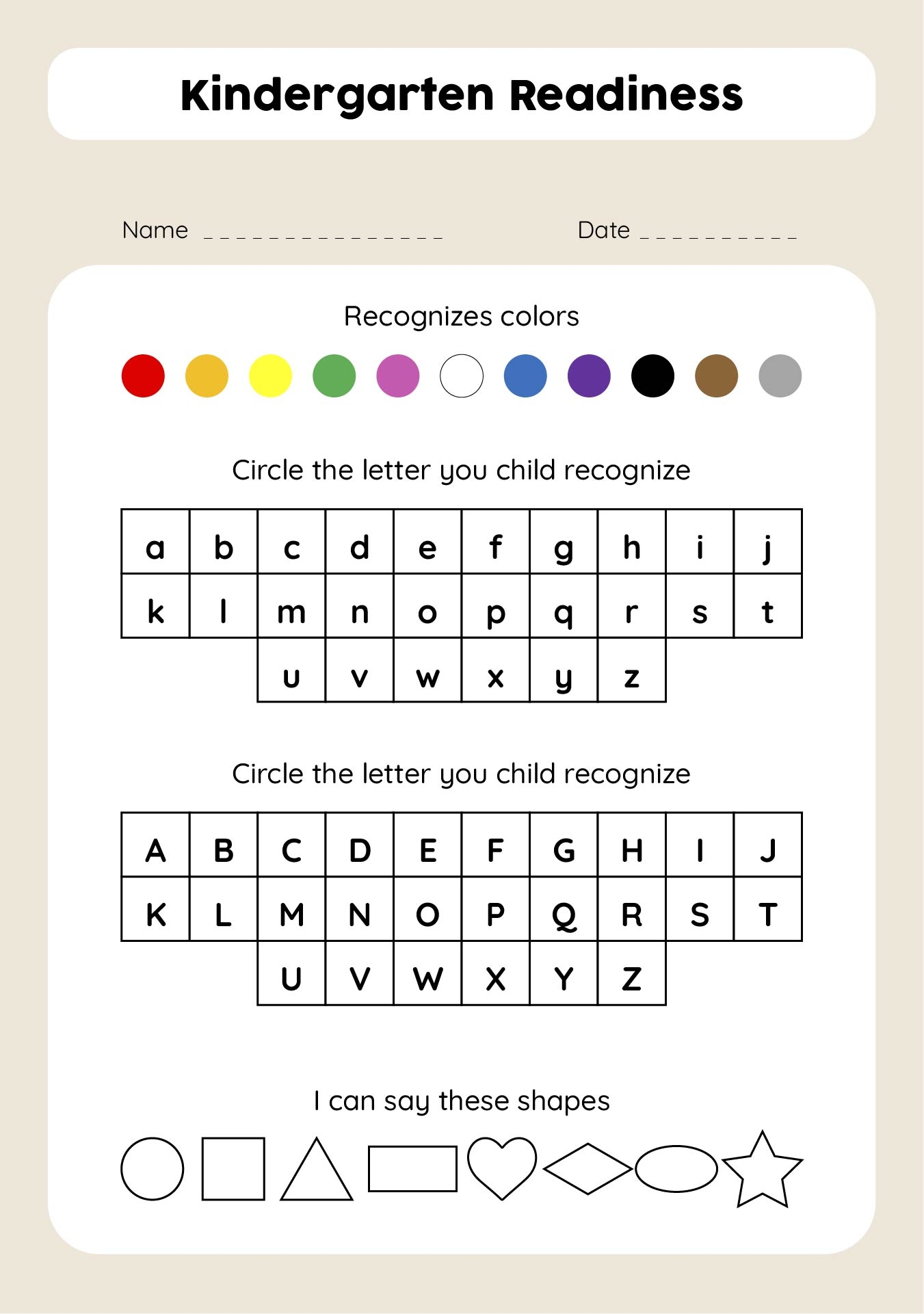 Templates Preschool Assessment 12 Free PDF Printables Printablee