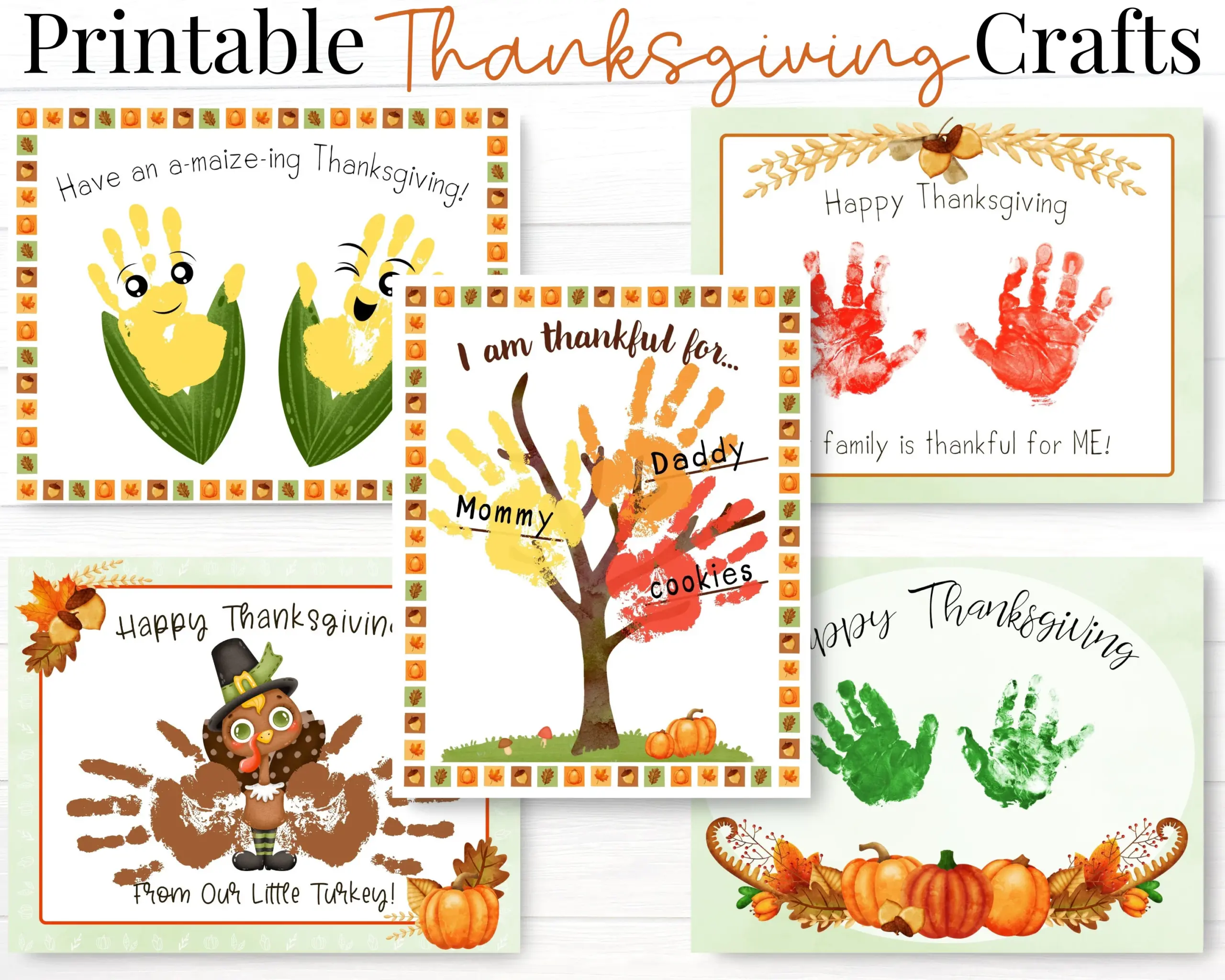 Thanksgiving Crafts For Kids Printable Handprint Art Activities Set Toddler Thanksgiving Cards Etsy Singapore