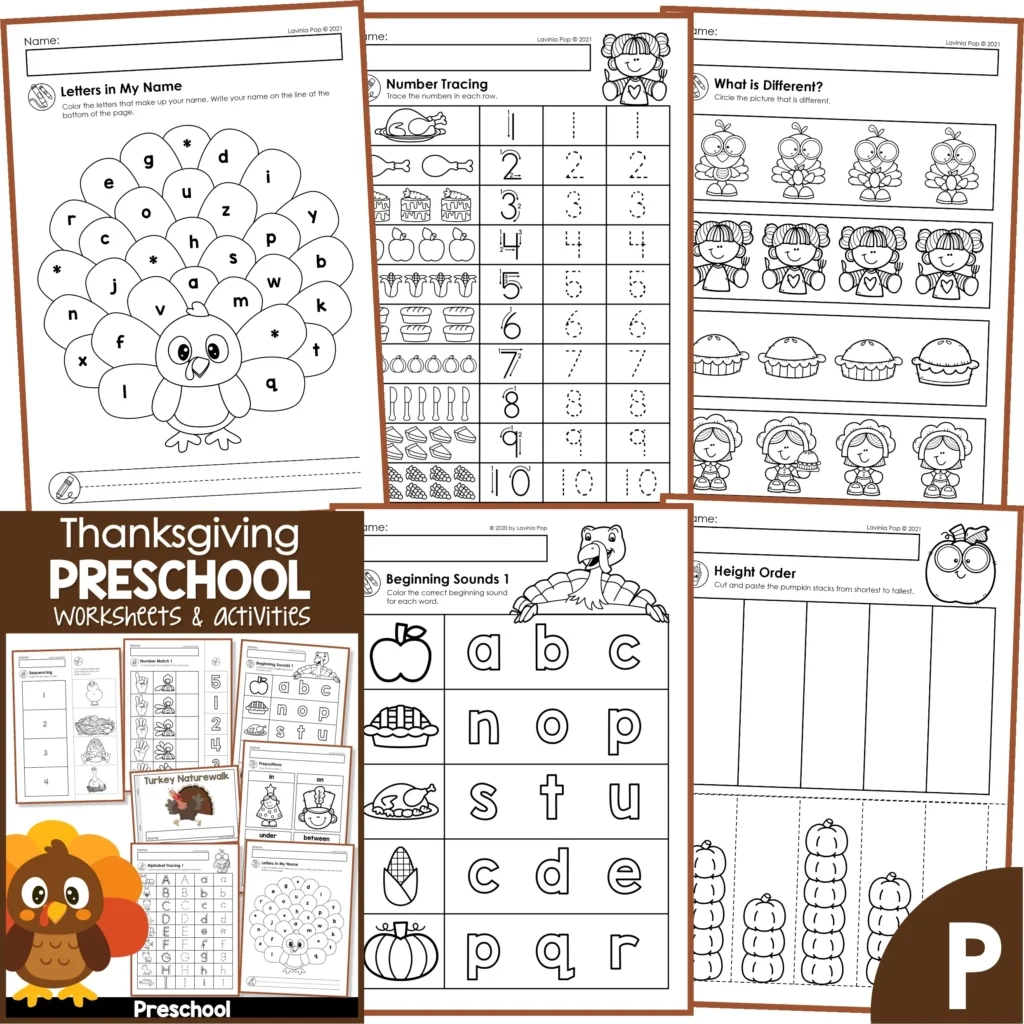 Thanksgiving No Prep Preschool Worksheets Activities In My World