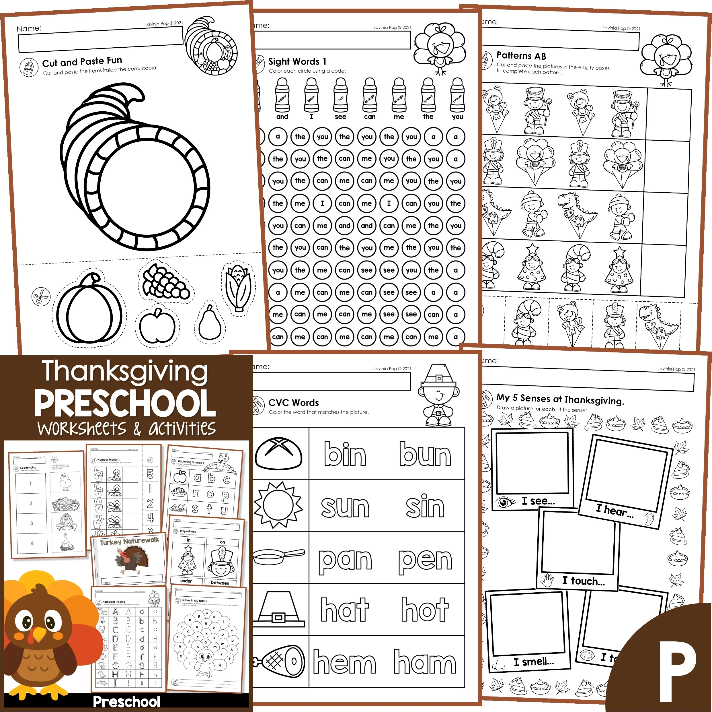 Thanksgiving Preschool Worksheets And Activities No Prep
