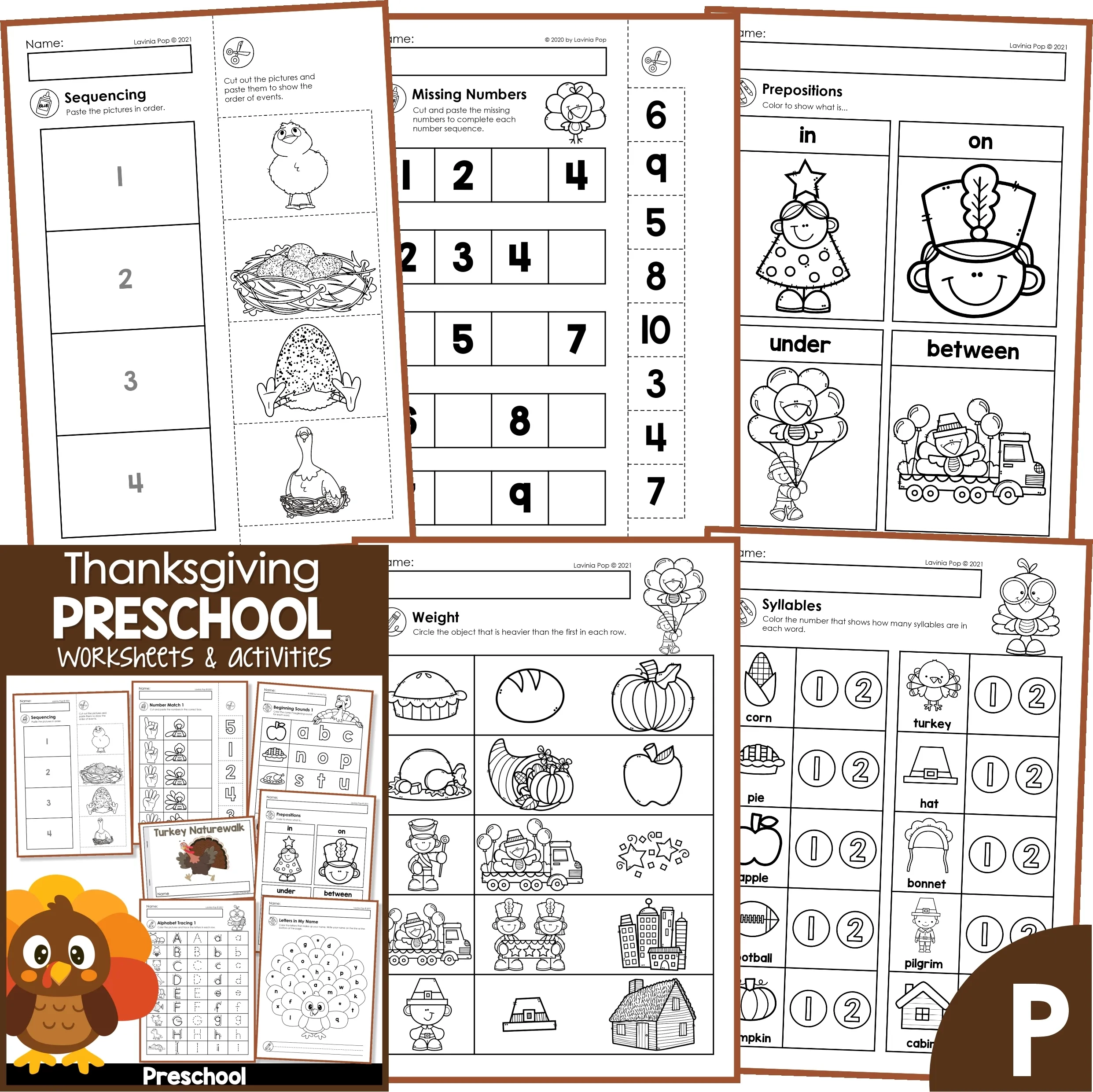 Thanksgiving Preschool Worksheets And Activities No Prep