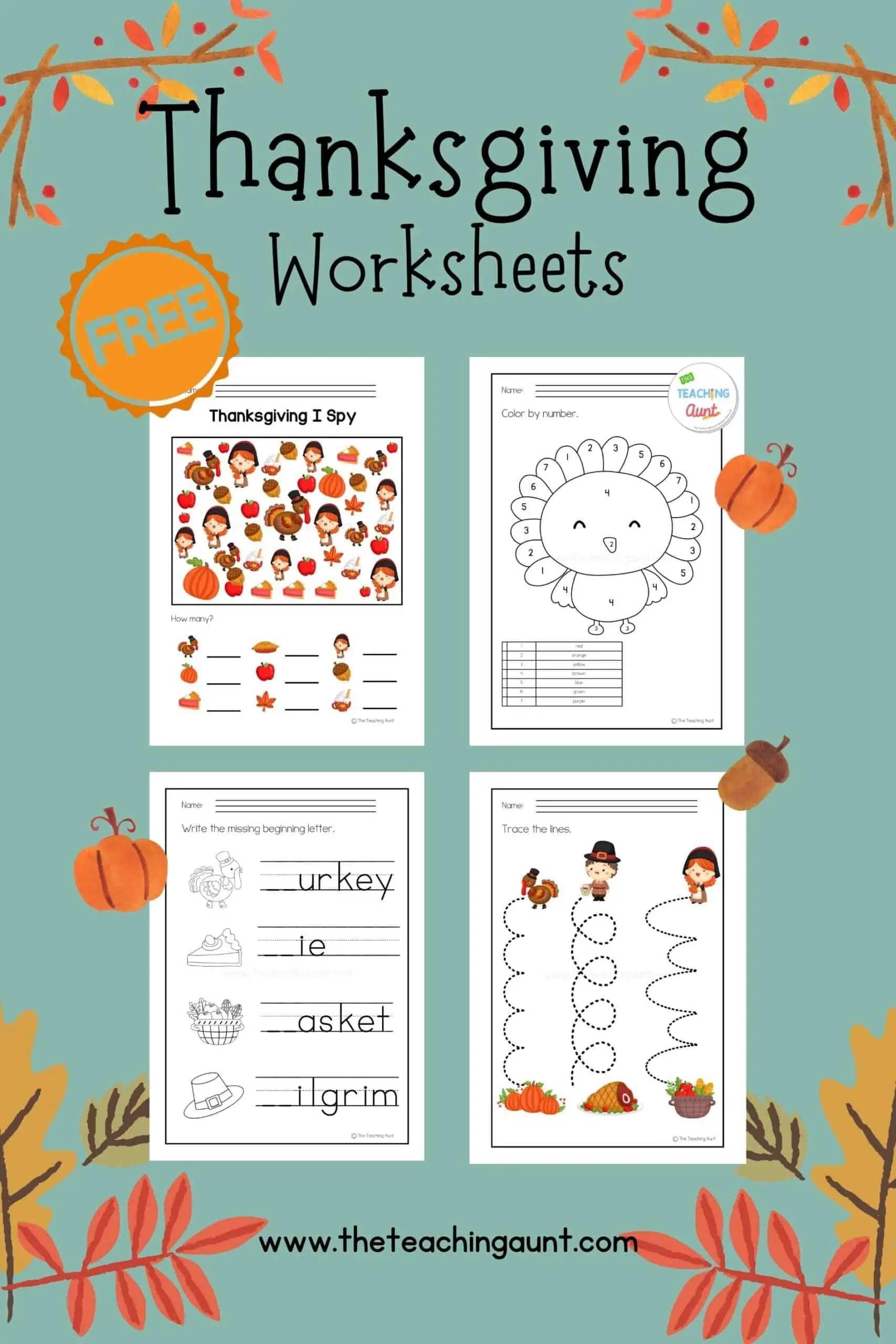 Thanksgiving Worksheets For Preschool The Teaching Aunt