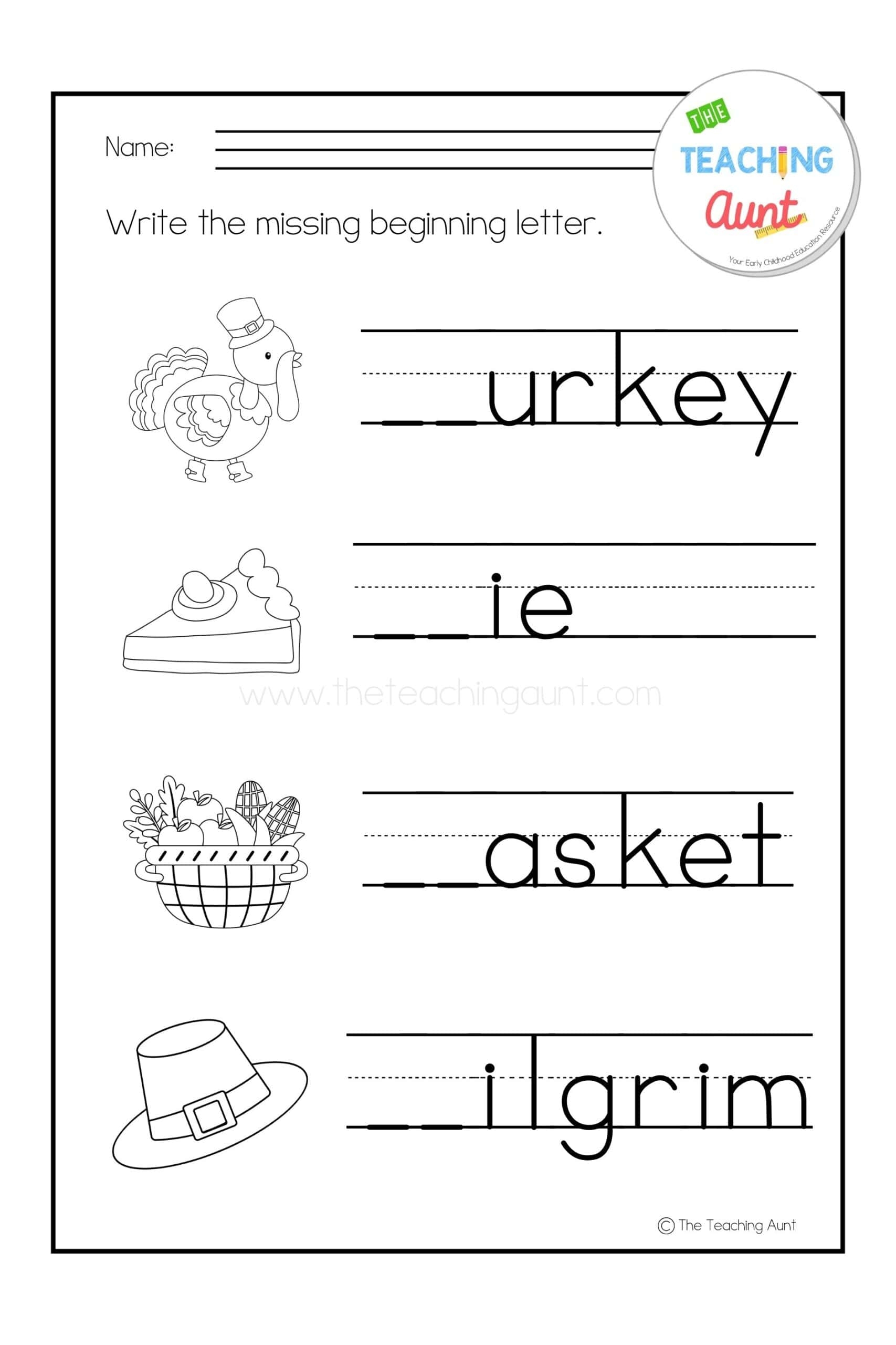 Thanksgiving Worksheets For Preschool The Teaching Aunt Worksheets Library