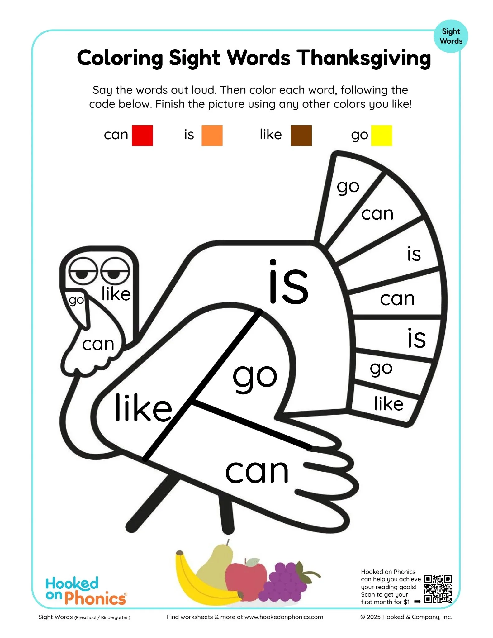 Thanksgiving Worksheets Hooked On Phonics