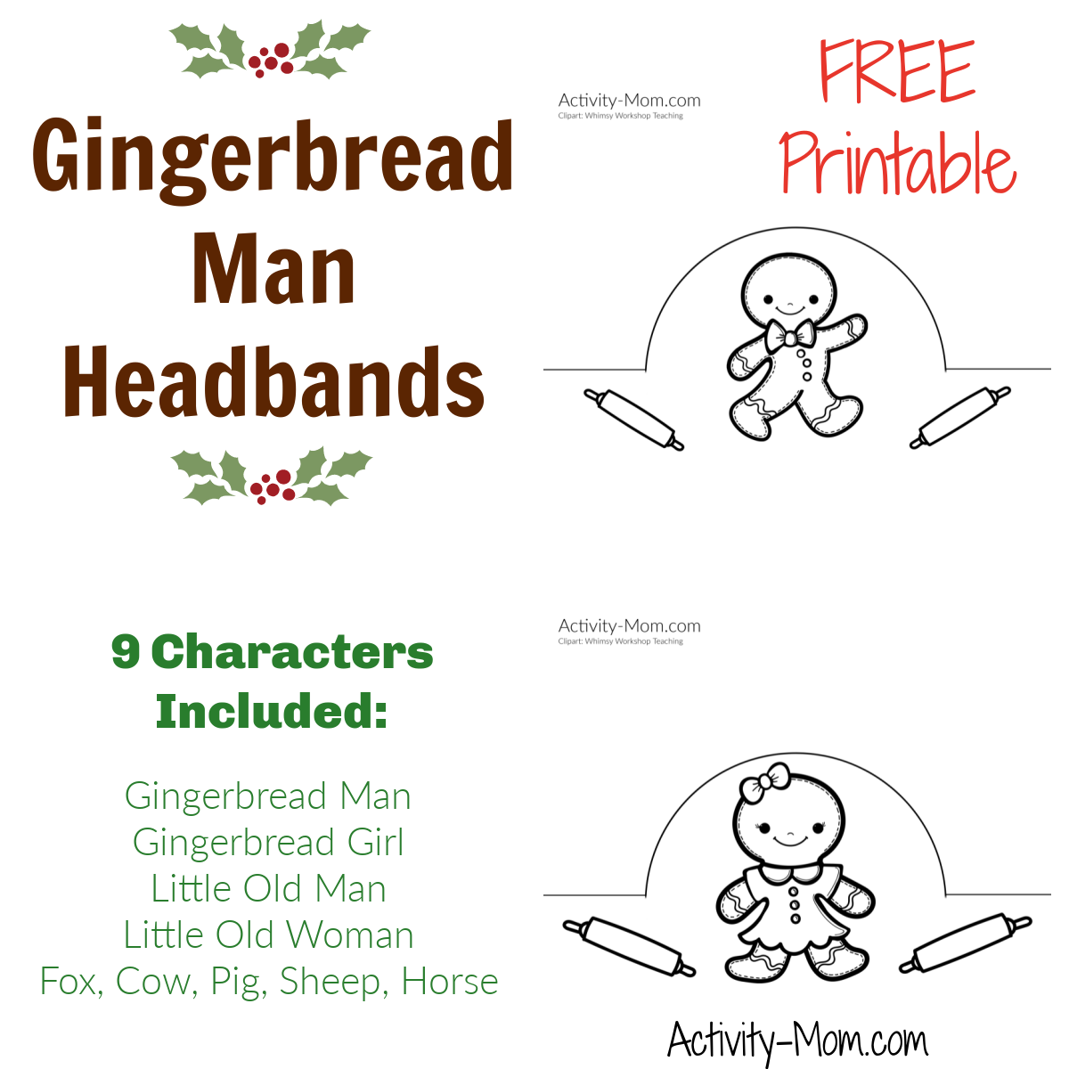 The Gingerbread Man Headbands Pack free Printable The Activity Mom