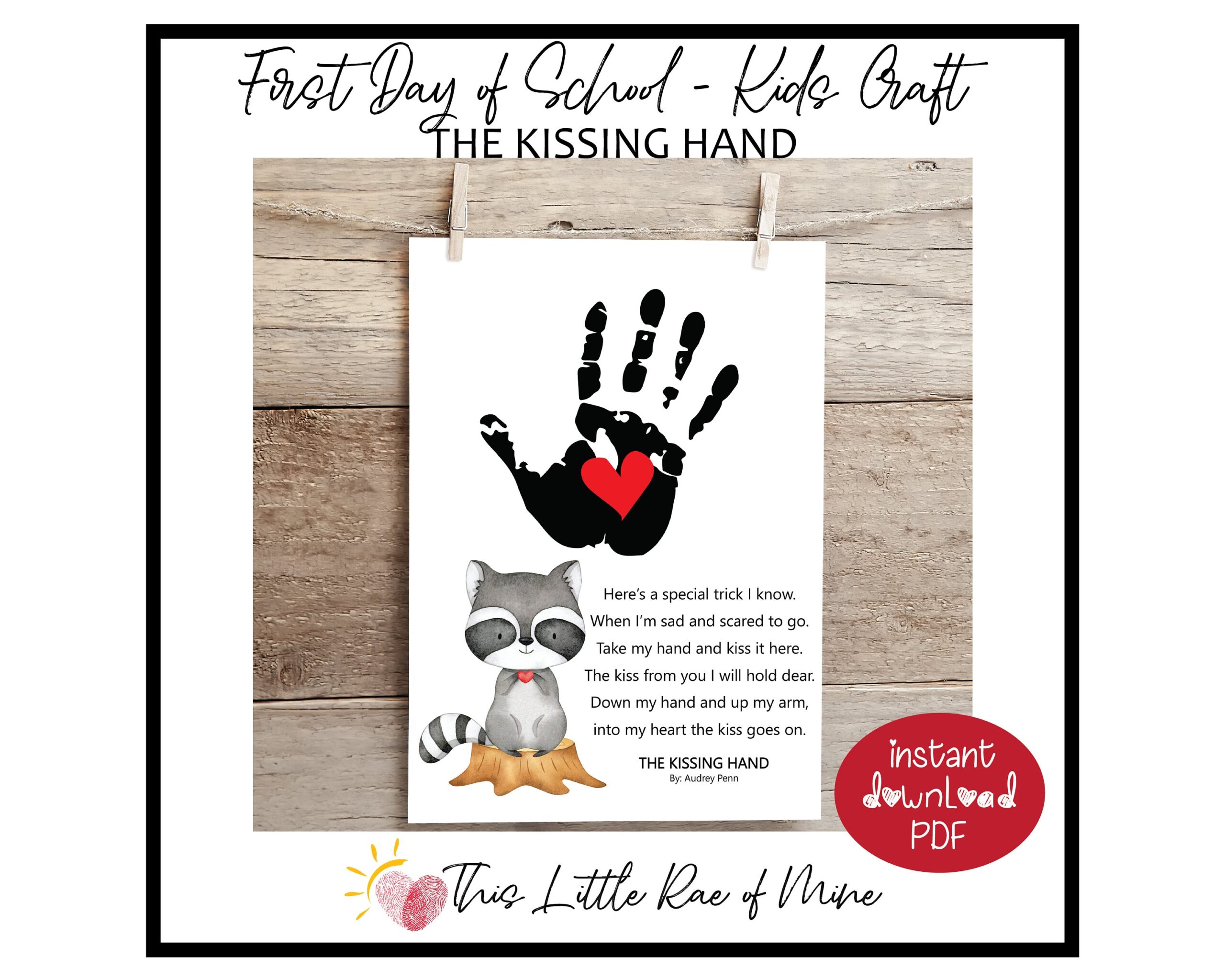 The Kissing Hand Racoon Story Book Craft First Day Of School Keepsake Handprint Art DIY Kid Craft Printable Homeschool DIY Etsy The Kissing Hand Racoon Story Book Craft First Day Of School Keepsake Handprint Art DIY Kid Craft Printable Homeschool DIY Etsy