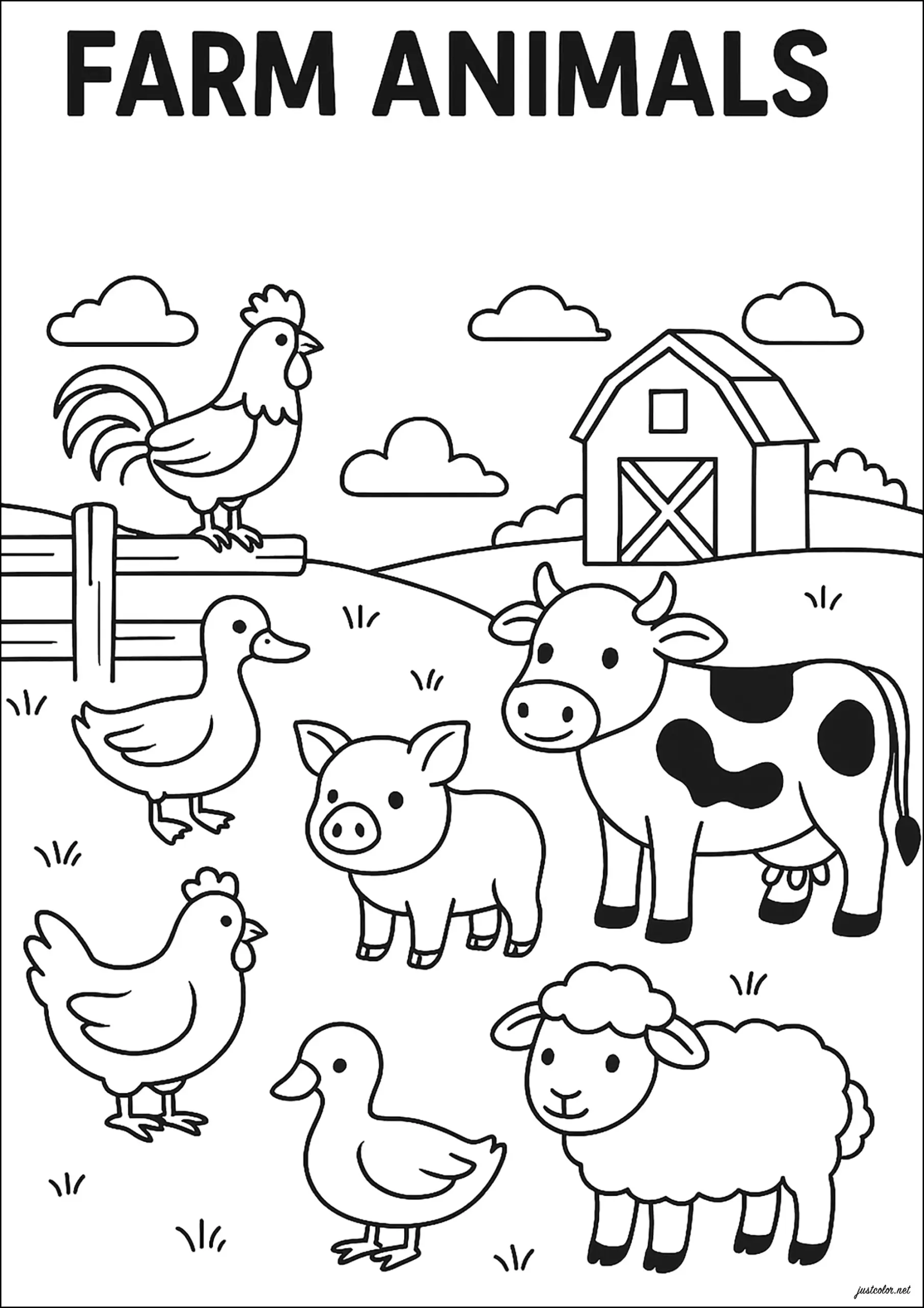 The Main Farm Animals Farm Coloring Pages