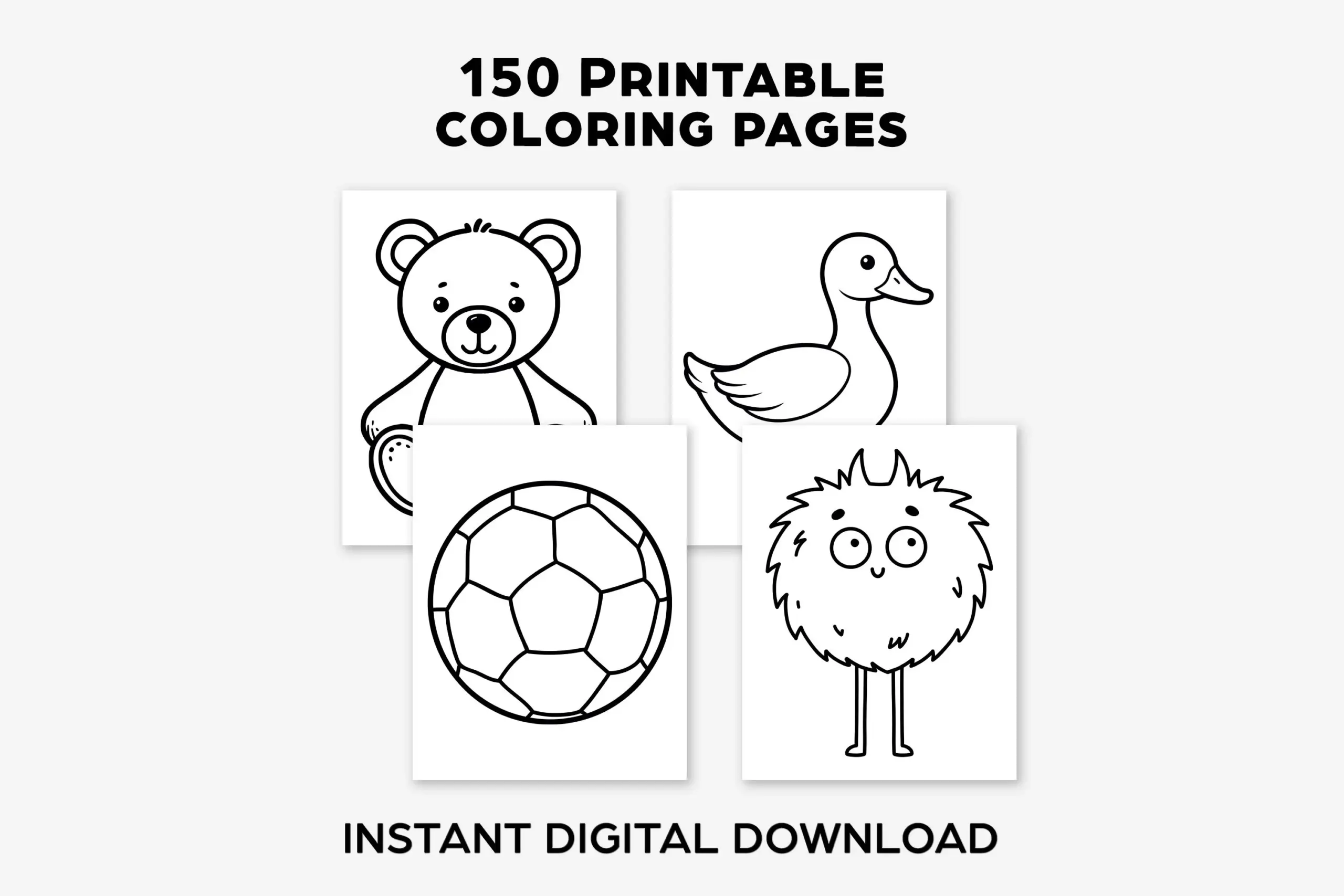Toddler Coloring Pages 150 Animals Food More PDF Or PNG Download Etsy