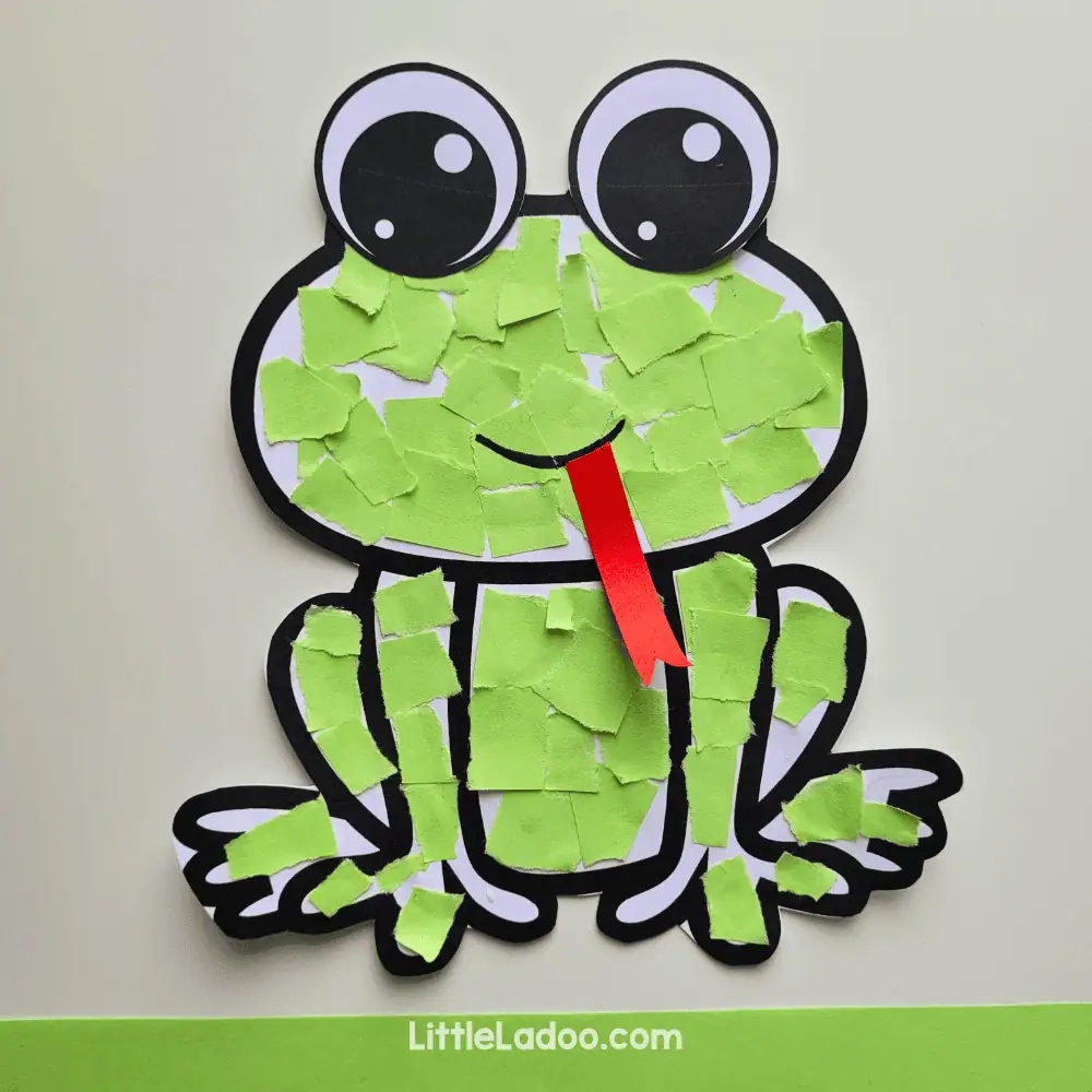 Torn Paper Frog Craft Free Template