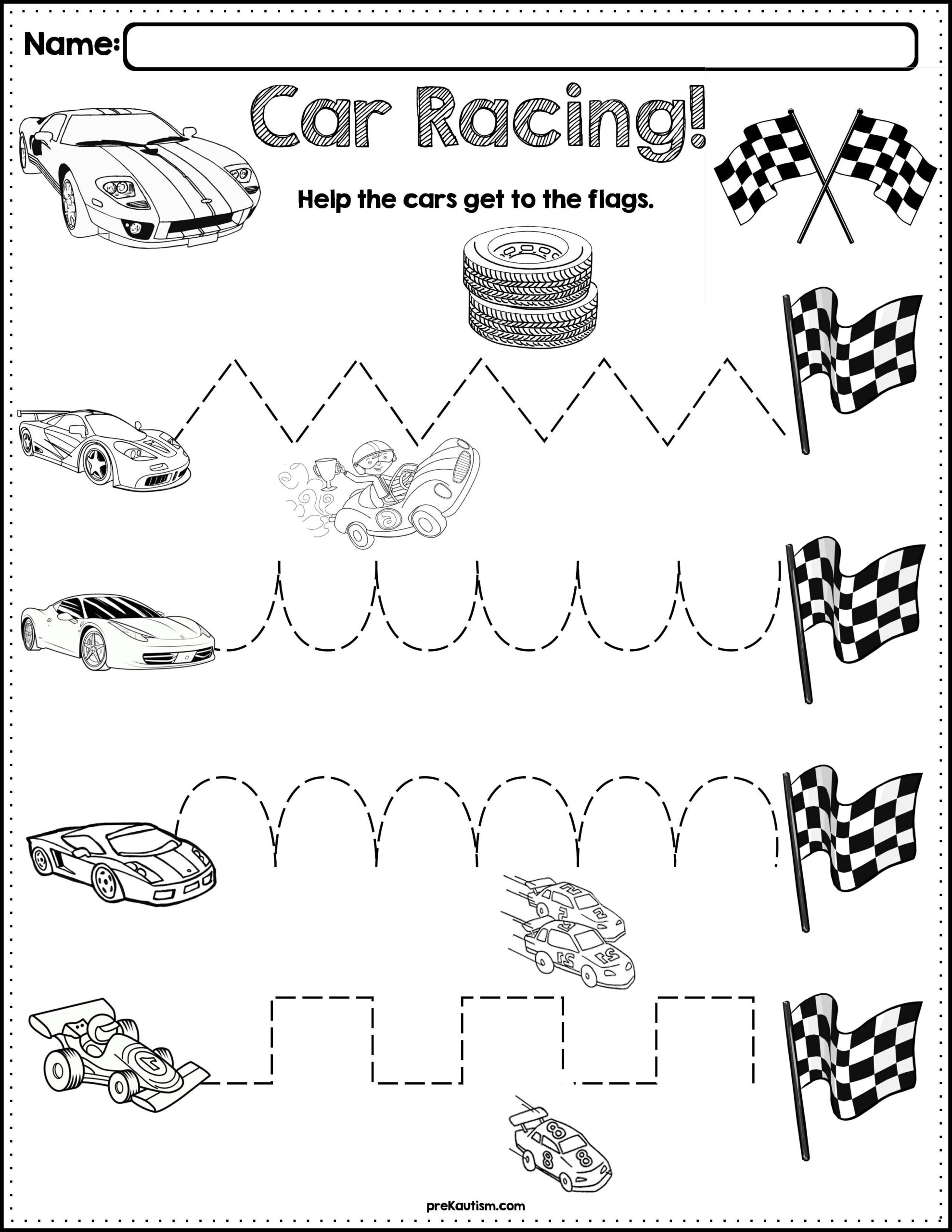 Trace The Pattern Race Cars Worksheets By PreKautism TPT Trace The Pattern Race Cars Worksheets By PreKautism TPT