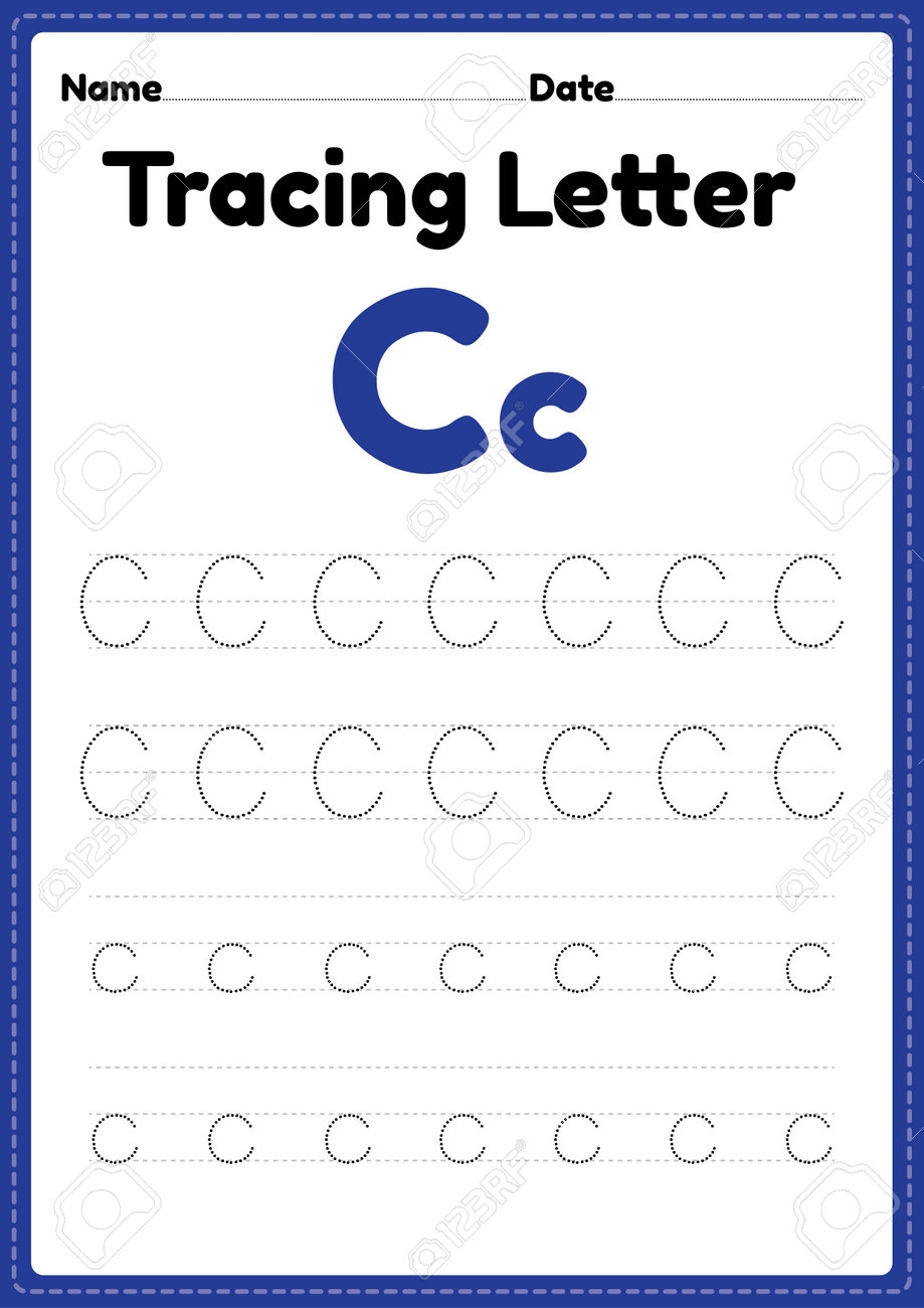 Tracing Letter C Alphabet Worksheet For Kindergarten And Preschool Kids For Handwriting Practice And Educational Activities In A Printable Page Illustration Royalty Free SVG Cliparts Vectors And Stock Illustration Image 168377195