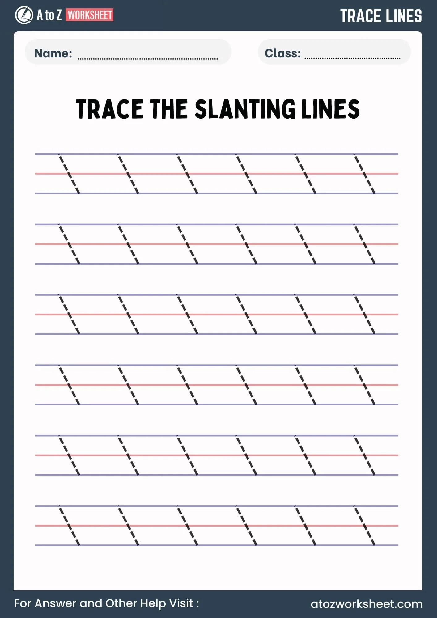Tracing Lines Worksheets For Kids Free PDF A To Z Worksheet