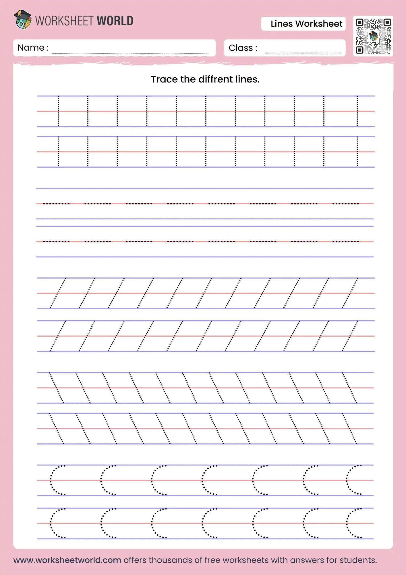 Tracing Lines Worksheets PDF Free Download For Kids Worksheet World